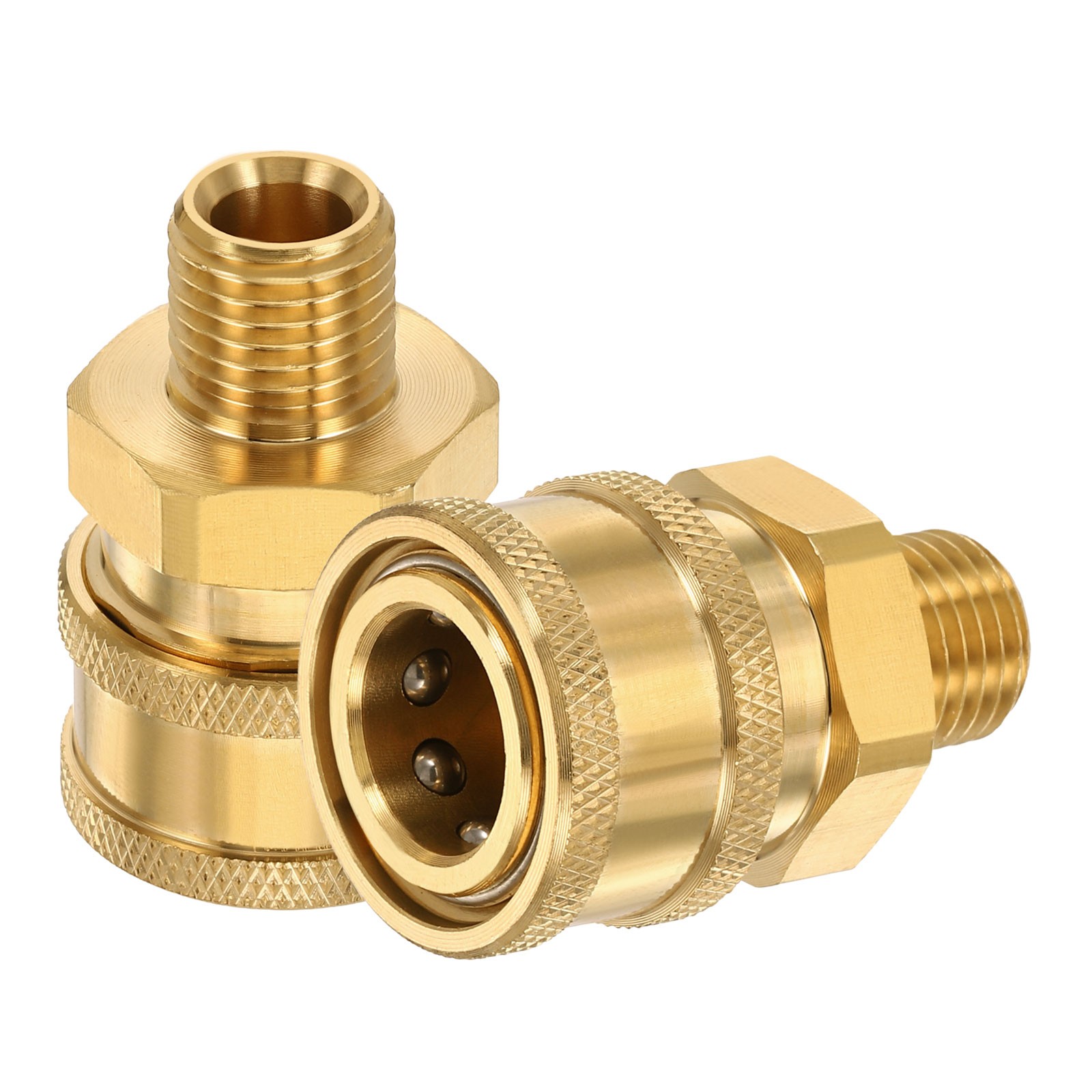 2 Pcs 3/8″ Female Quick Plug to M14 Male Pressure Washer Adapter Brass Flat