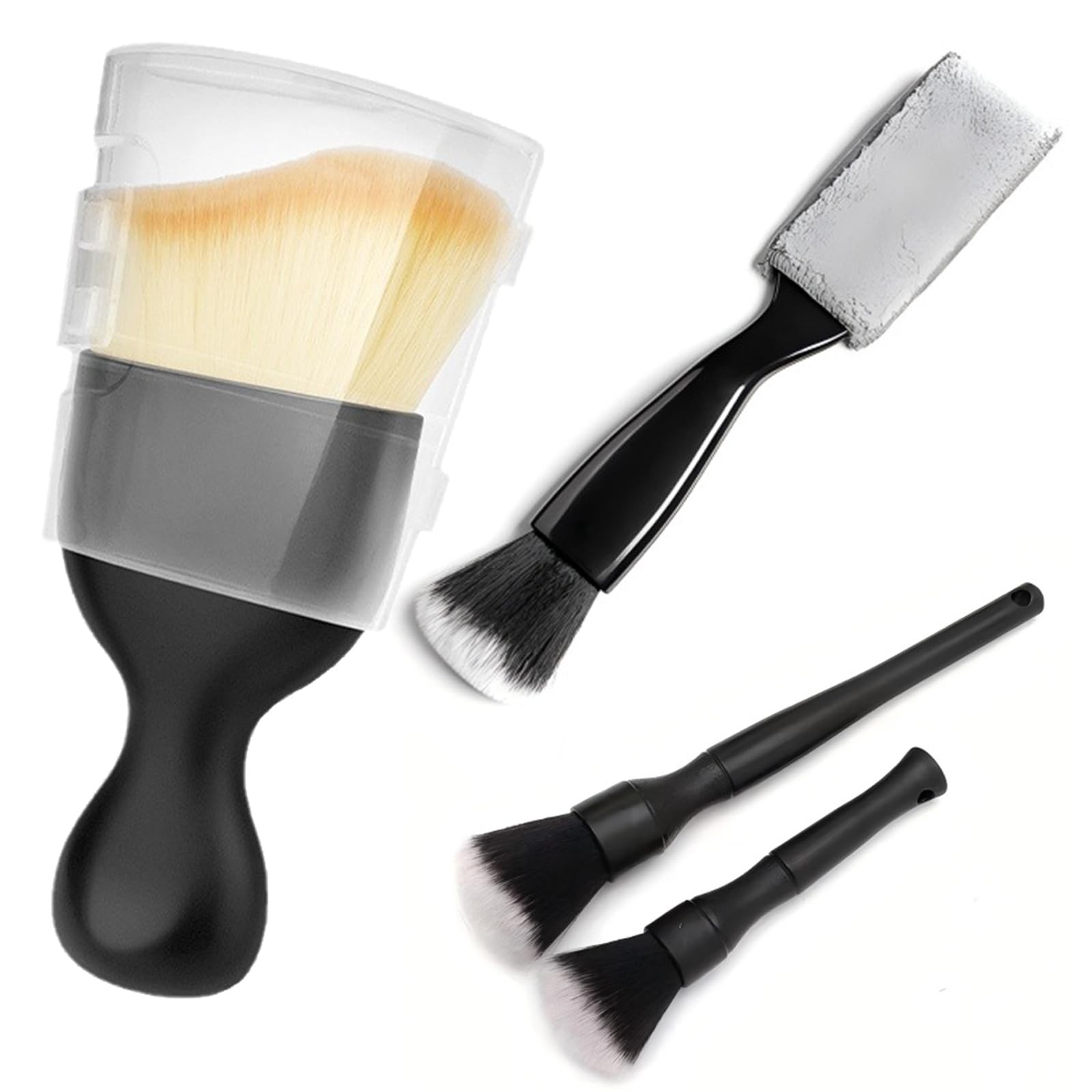 4 PCS Car Detailing Brushes Set, Cleaning Brush Interior Black