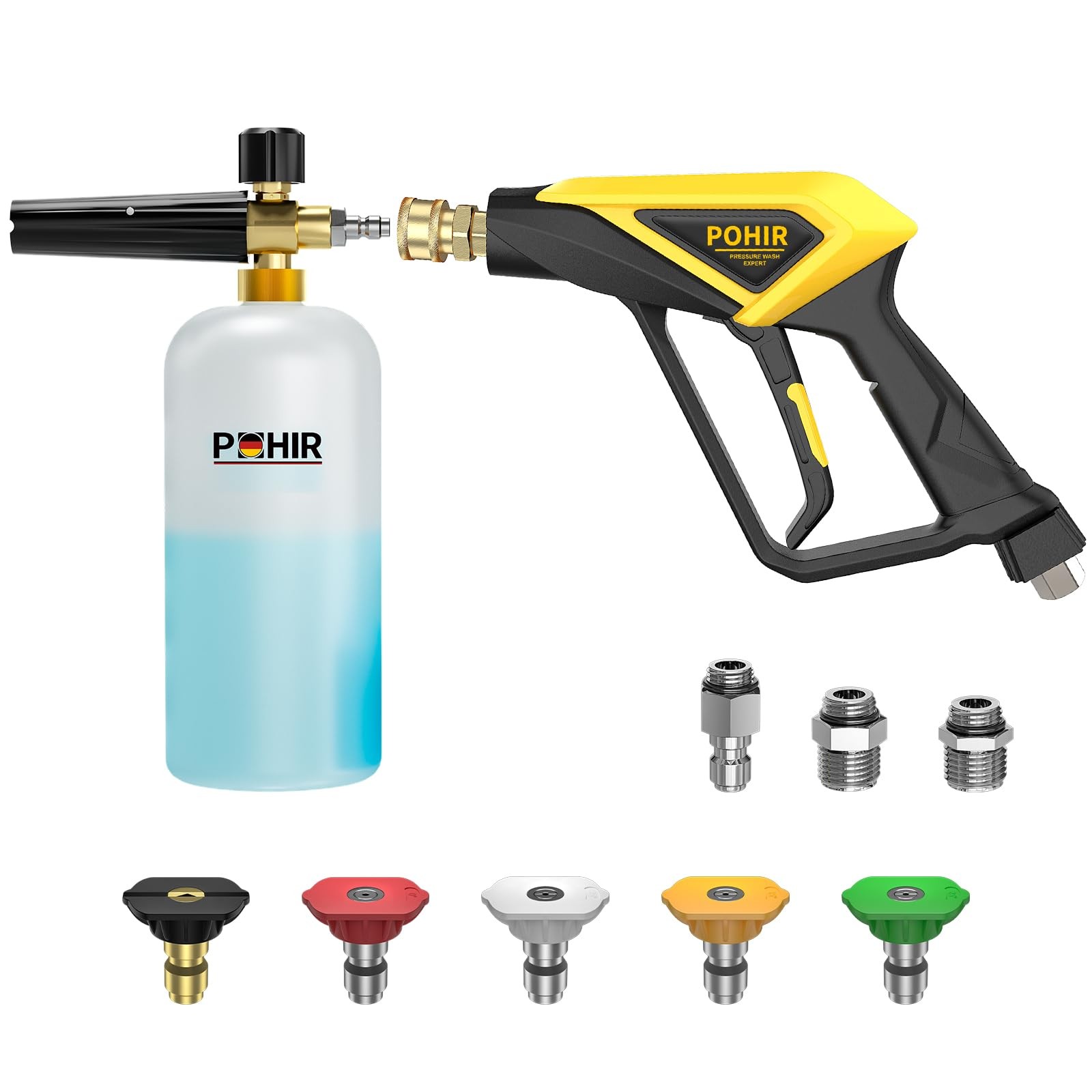 Short Pressure Washer Gun with Foam Cannon, 1/4 Inch Quick Connector, with 5 …