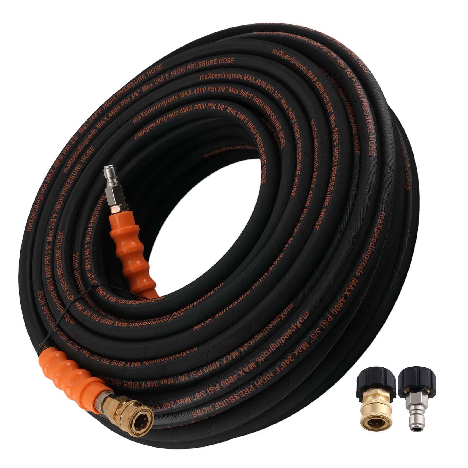 150FT Pressure Washer Hose 4800PSI Steel Wire Braid w/ 3/8″ M22-14mm Adapter