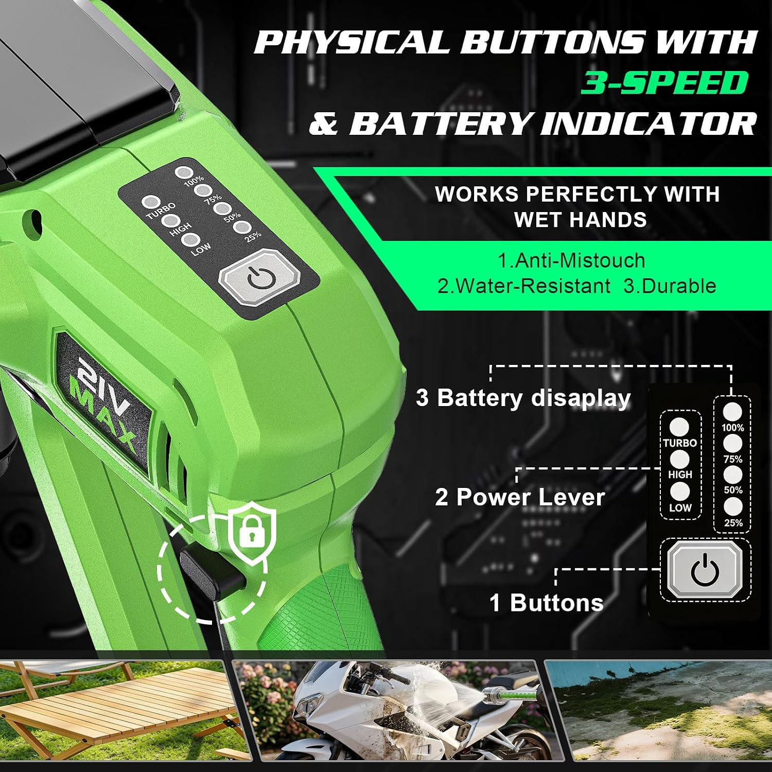 Cordless Portable Washer for Car, Handheld Washer with Brushless Motor, 2 X 4.0