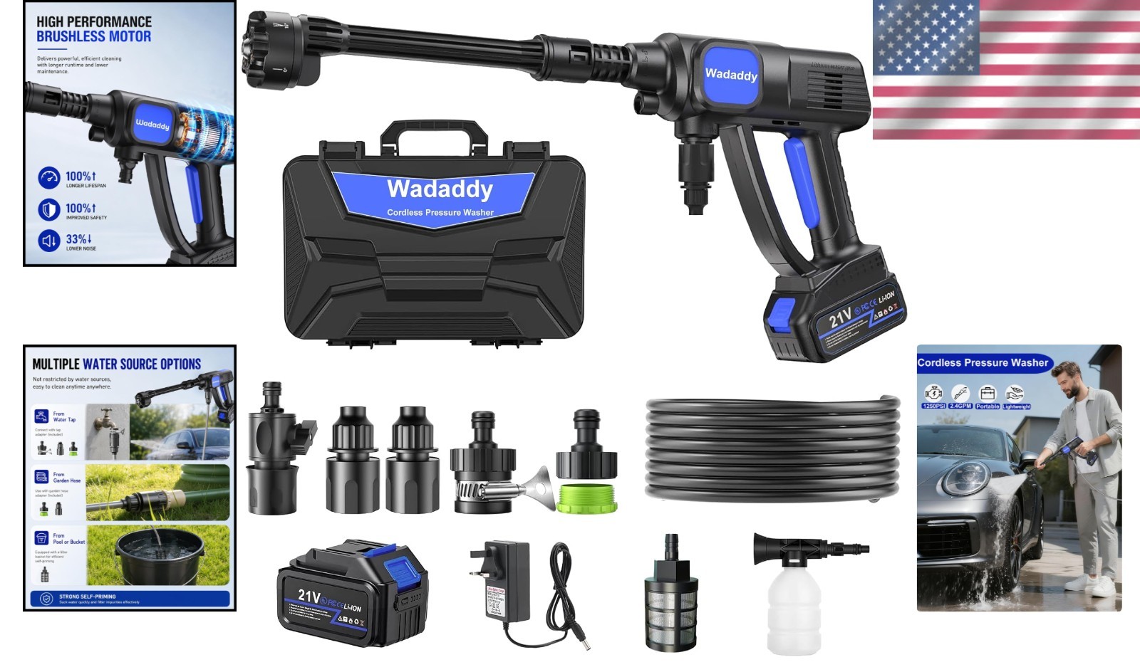 1250 PSI Cordless Power Cleaner – Lightweight & Portable for All Cleaning Needs