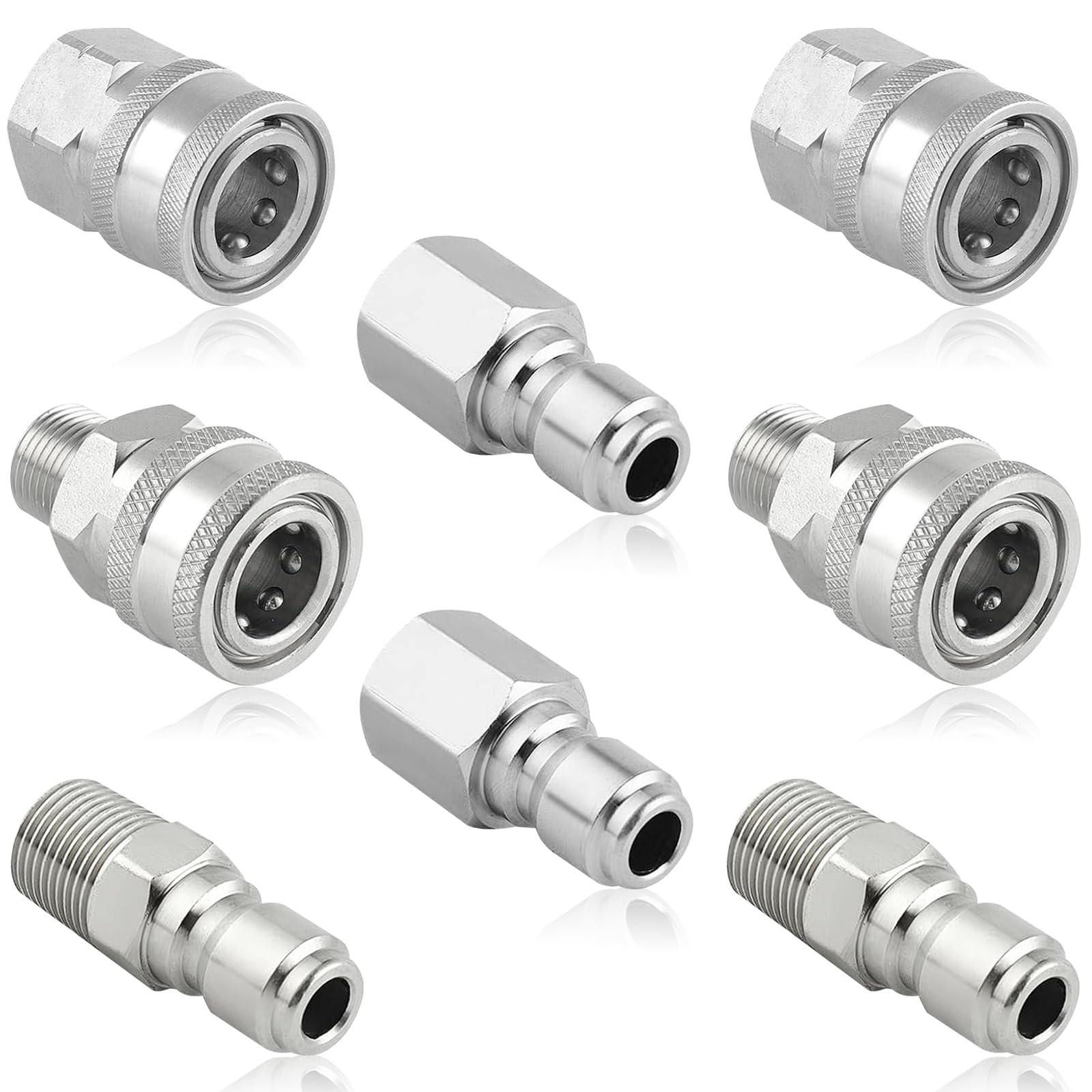 8 PCS Pressure Washer Quick Connect Kit 3/8 Inch Stainless Steel 5000 PSI