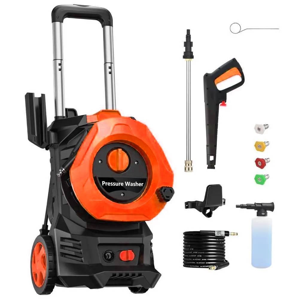 Electric Pressure Washer 3800PSI Max with Nozzles and Telescopic Handle Orange