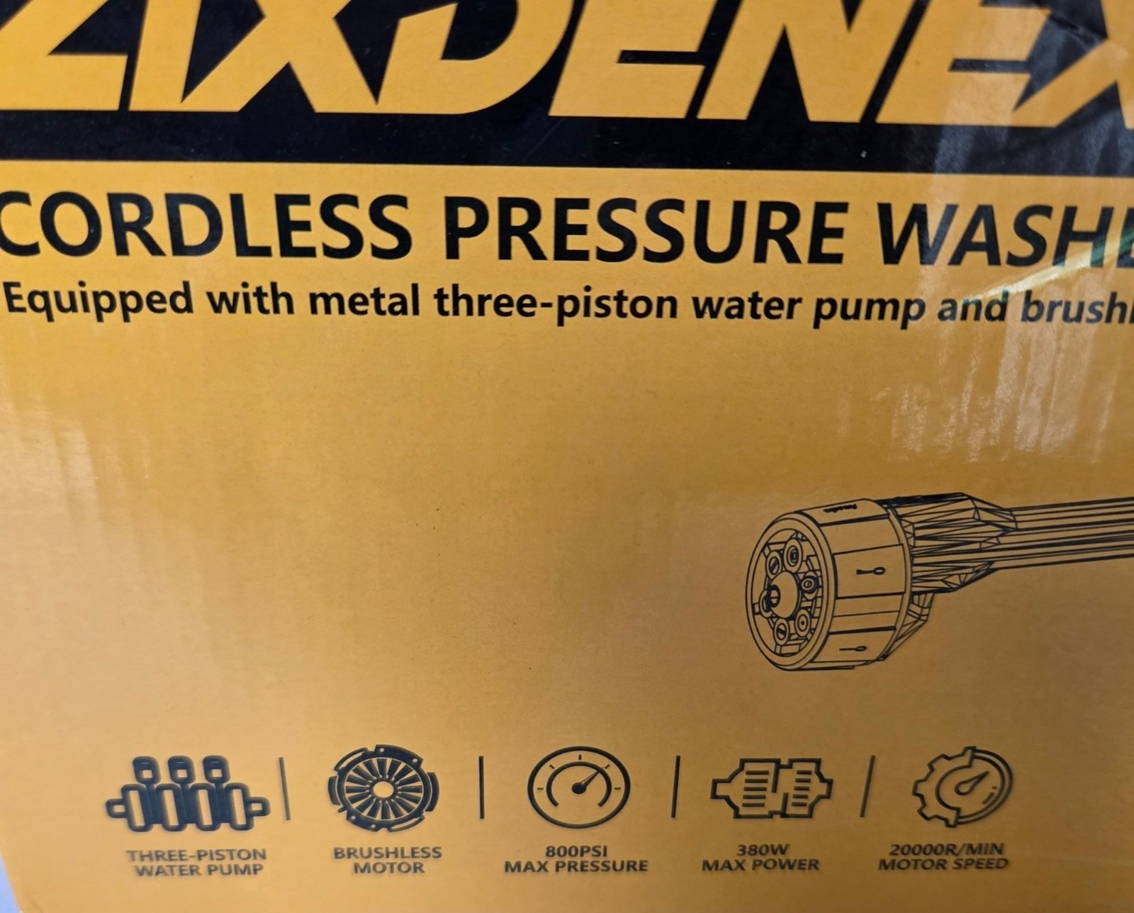 Cordless Portable Pressure Washer 800 PSI 6-In-1 Nozzle No Battery Included
