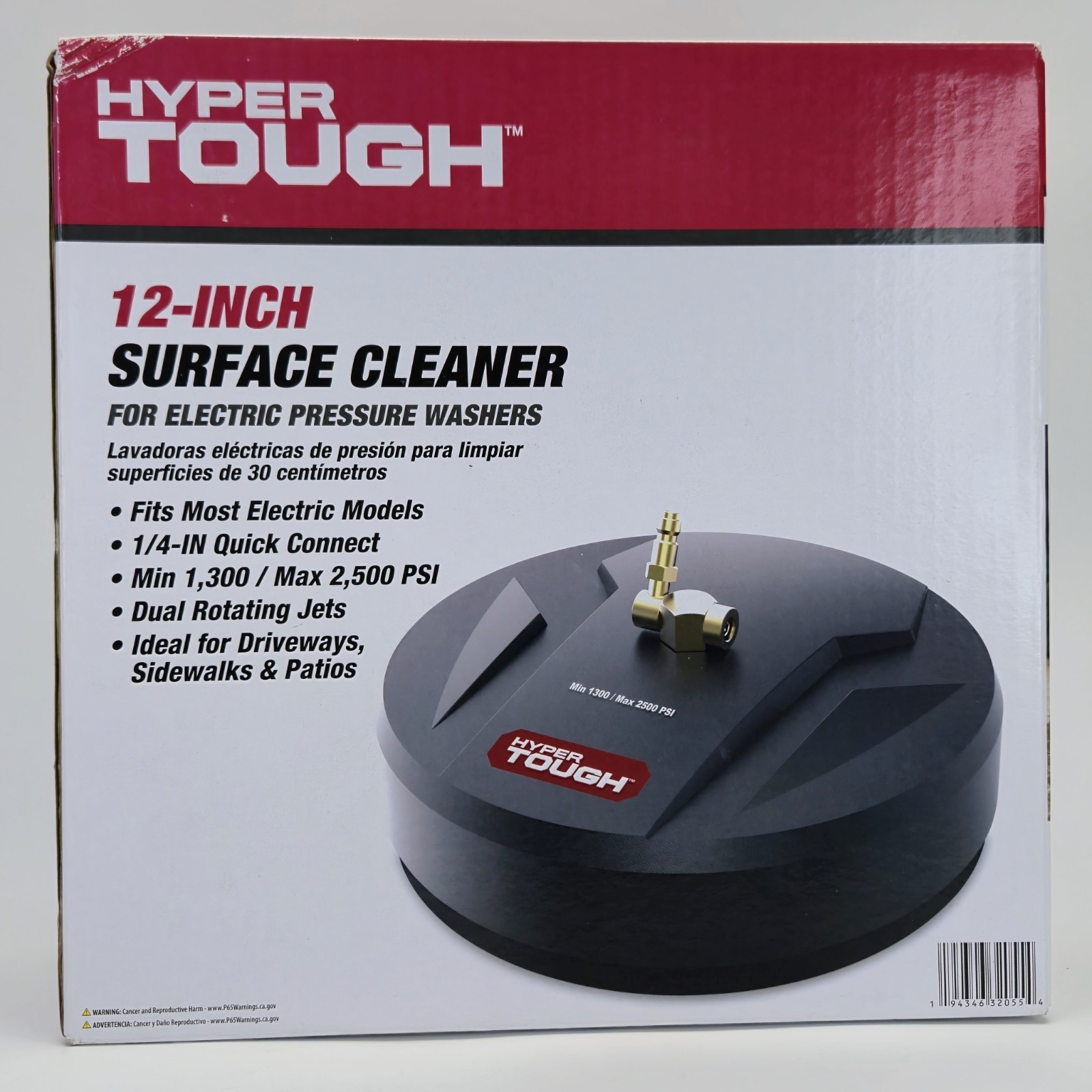 Hyper Tough 12 inch Surface Cleaner For Electric Pressure Washers 1/4″