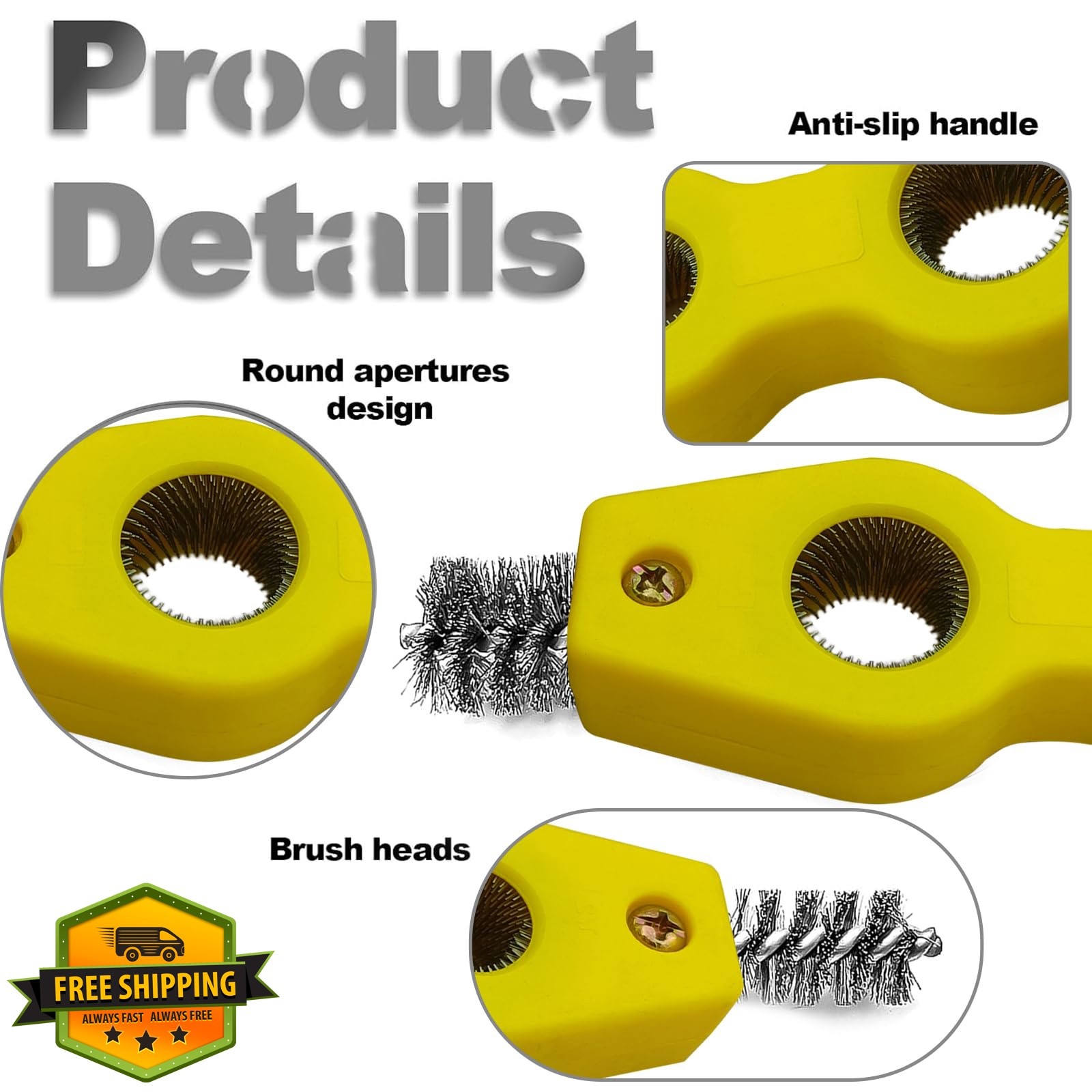 ZOKYUYS 4-in-1 Car Battery Cleaning Brush Yellow