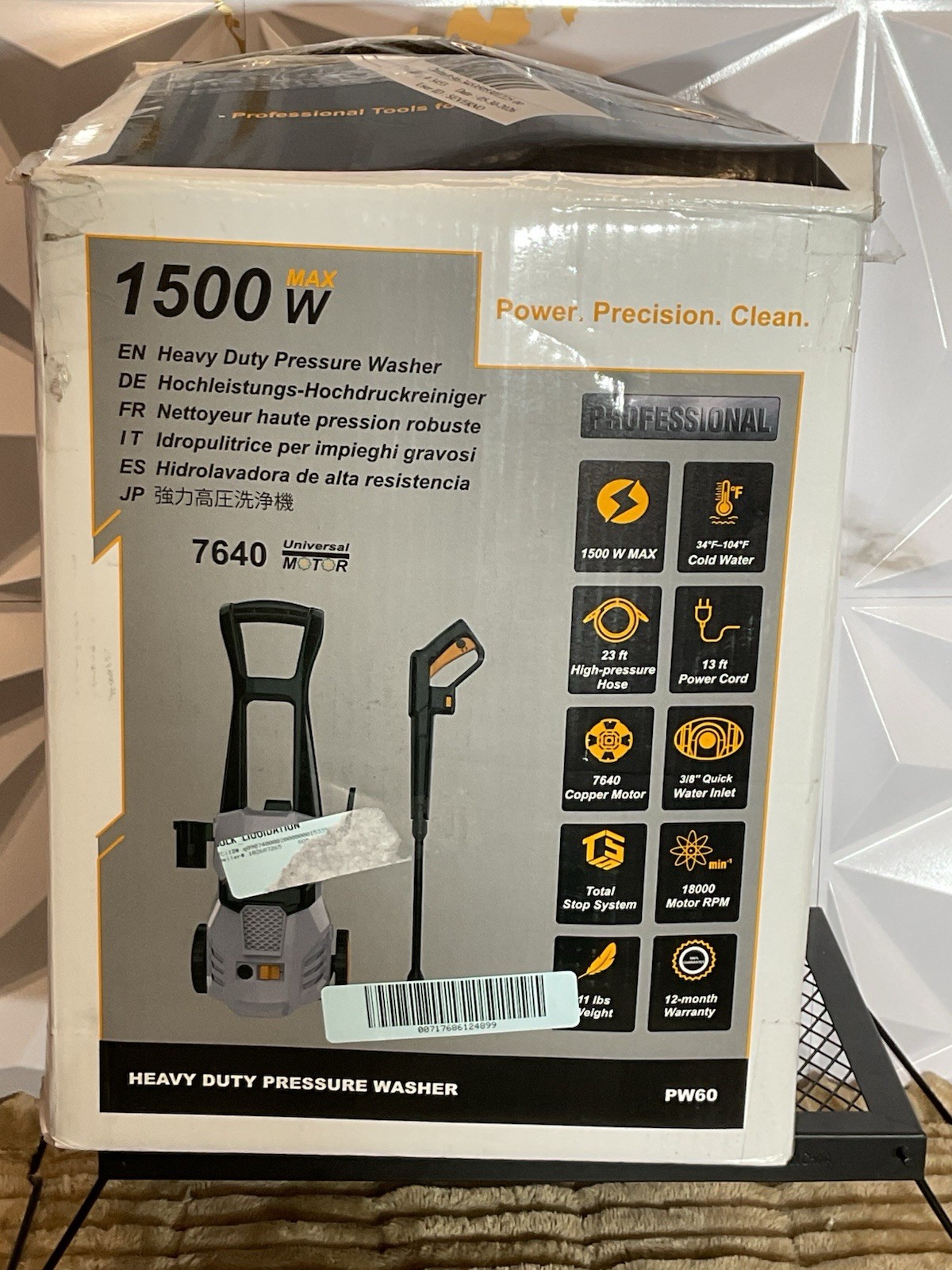 Plera PW60 Cold Water Pressure Washer 1500W Corded Electric Quick Connect