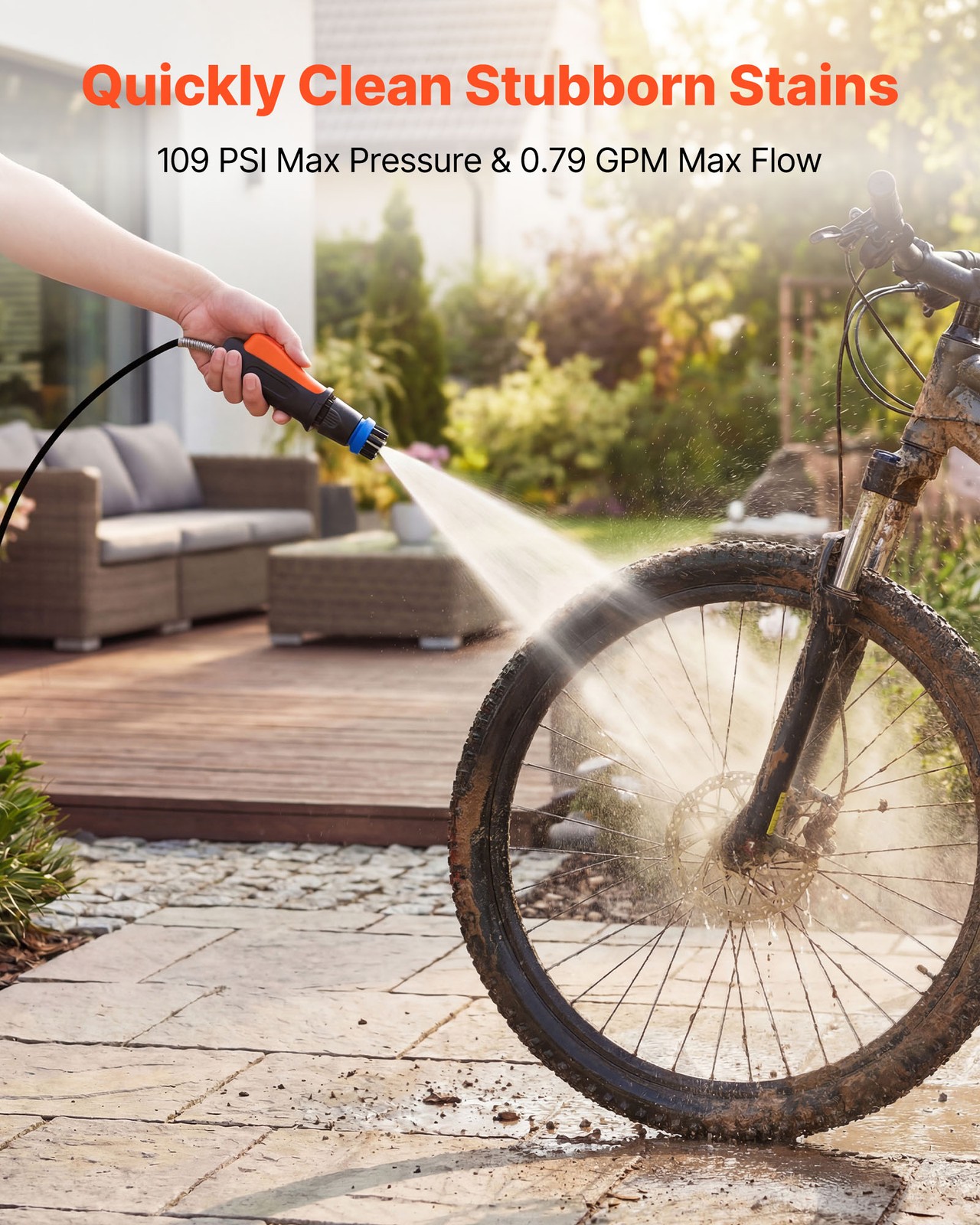 VEVOR Portable Cordless Pressure Washer with Tank Foldable for Bike Cleaning