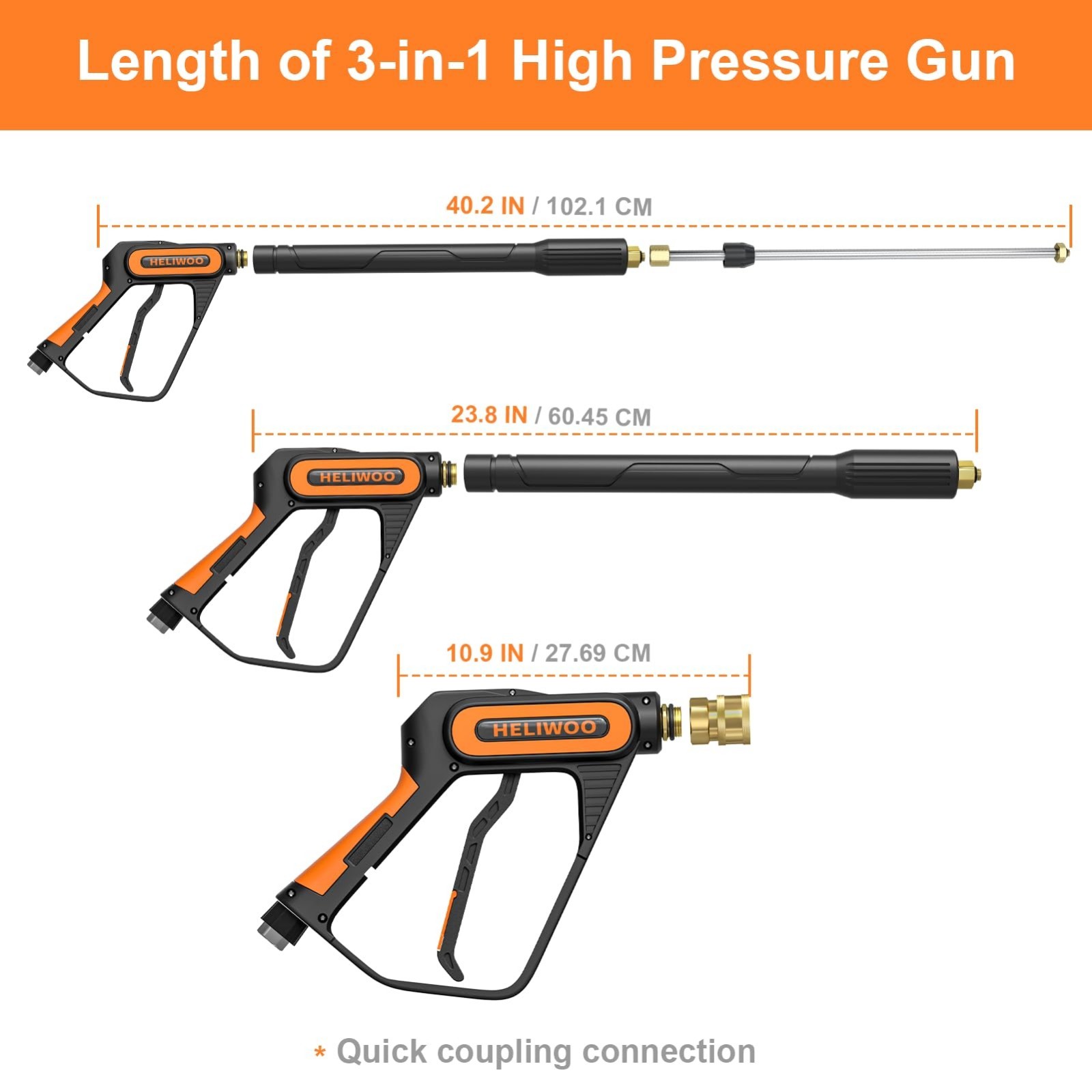 5000PSI Pressure Washer Gun & 100FT Kink Resistant Hose Kit, Quick Connect Adapt