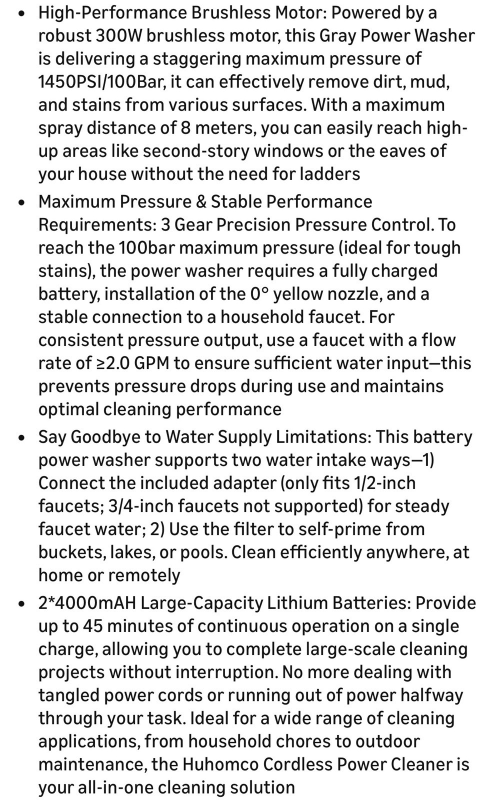 NEW! Power Pressure Washer 1450PSI w/ 3 Nozzles and Foam Cannon, Battery Powered