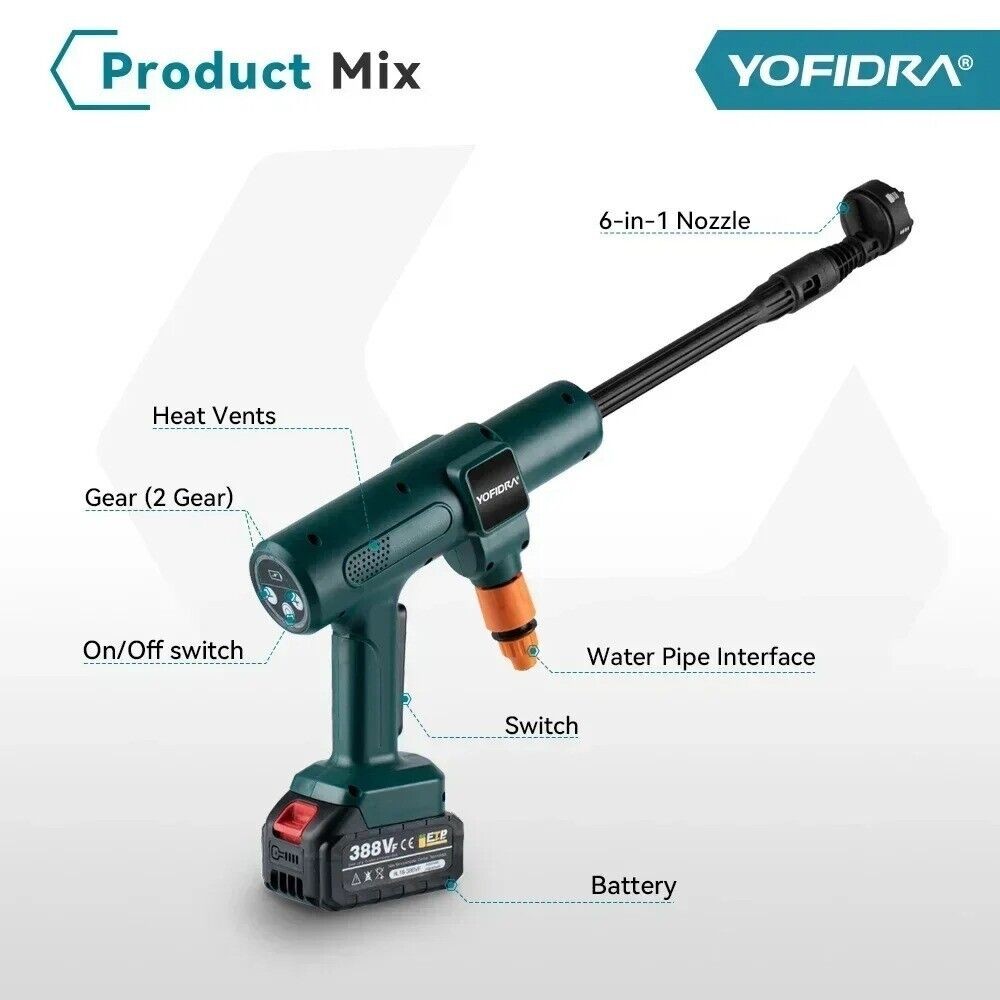 18V Multi-Purpose Battery-Powered Portable Electric Pressure Washer