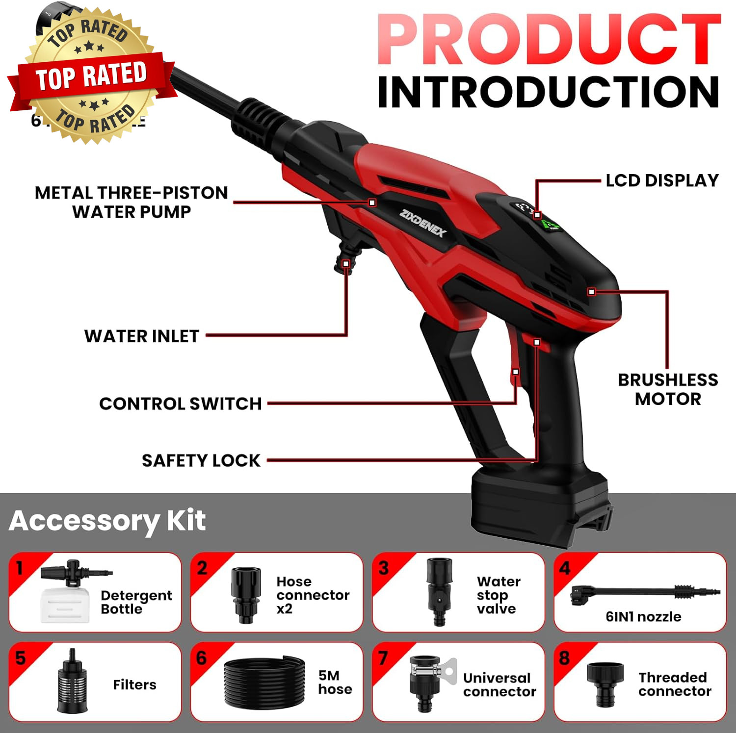 Cordless Portable Cleaning Tool for Milwaukee 18V Battery, 800 PSI Handheld Clea