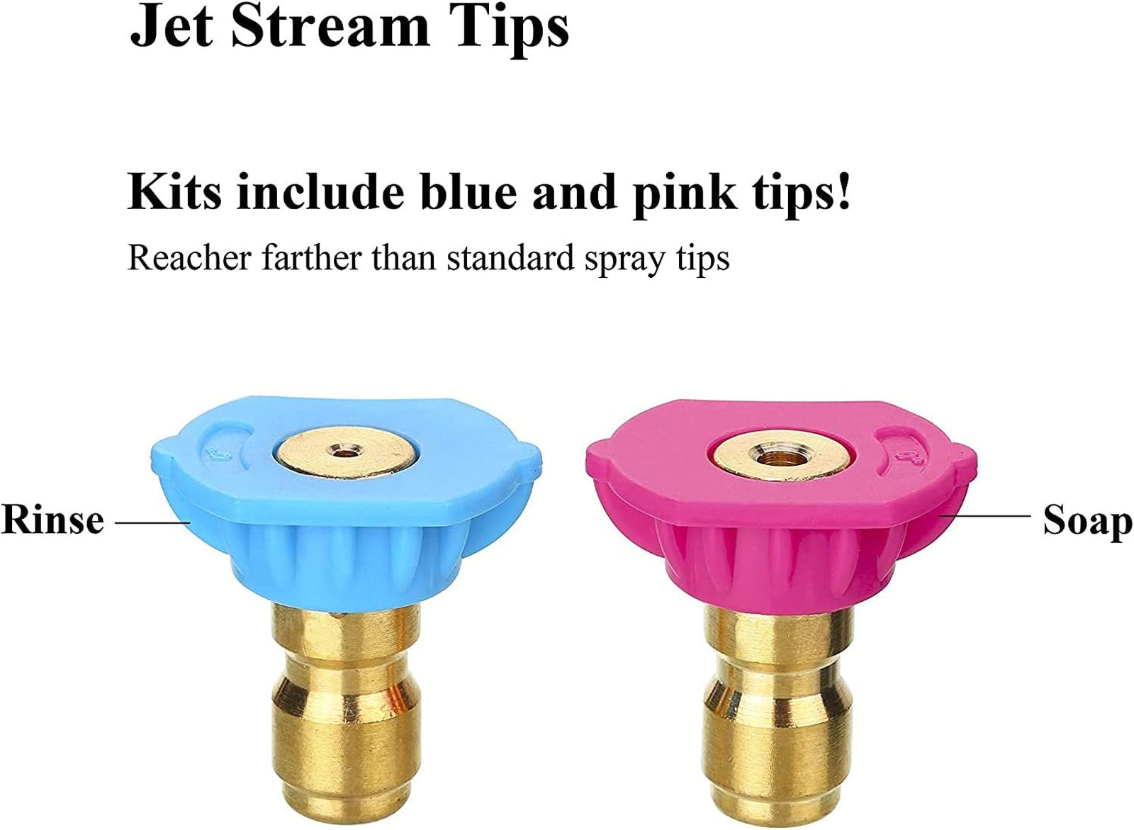 Pressure Washer Nozzle Kit, Quick Connect, Soap and Rinse Tips, Long Range Jet