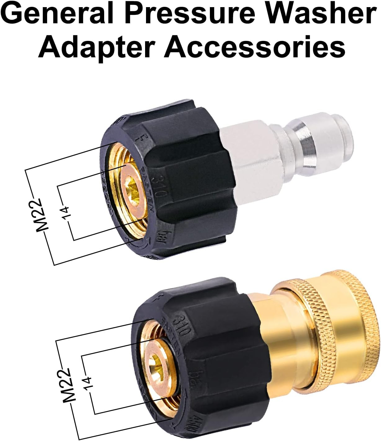 Pressure Washer Adapter Set, M22 14Mm to 3/8 Inch Quick Connect and Disconnect F
