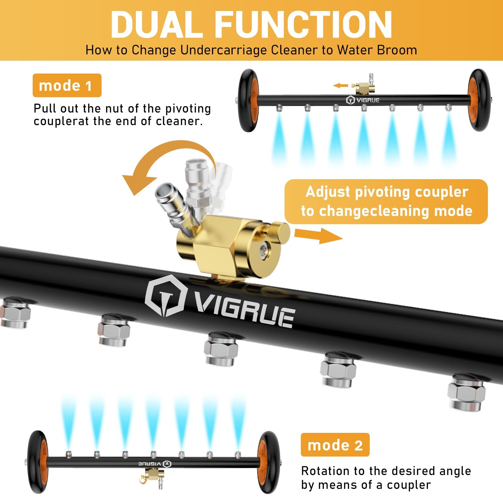 2-in-1 Undercarriage Pressure Washer Attachment,24 Inch Pressure Washer Water…