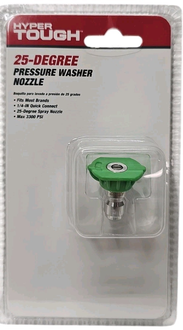 Hyper Tough 25° Pressure Washer Nozzle 1/4″ Quick Connect 3300 PSI Most Brands