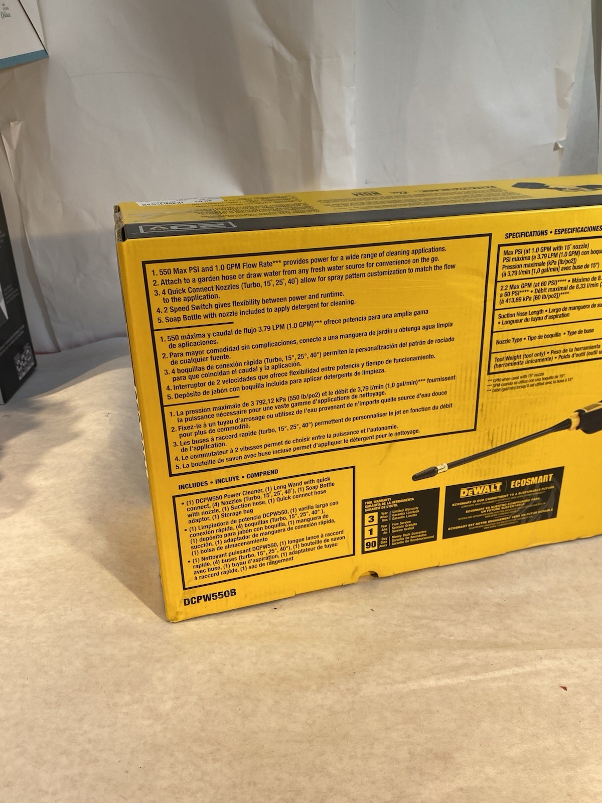 DEWALT DCPW550B 20V 550 PSI Power Cleaner Pressure Washer