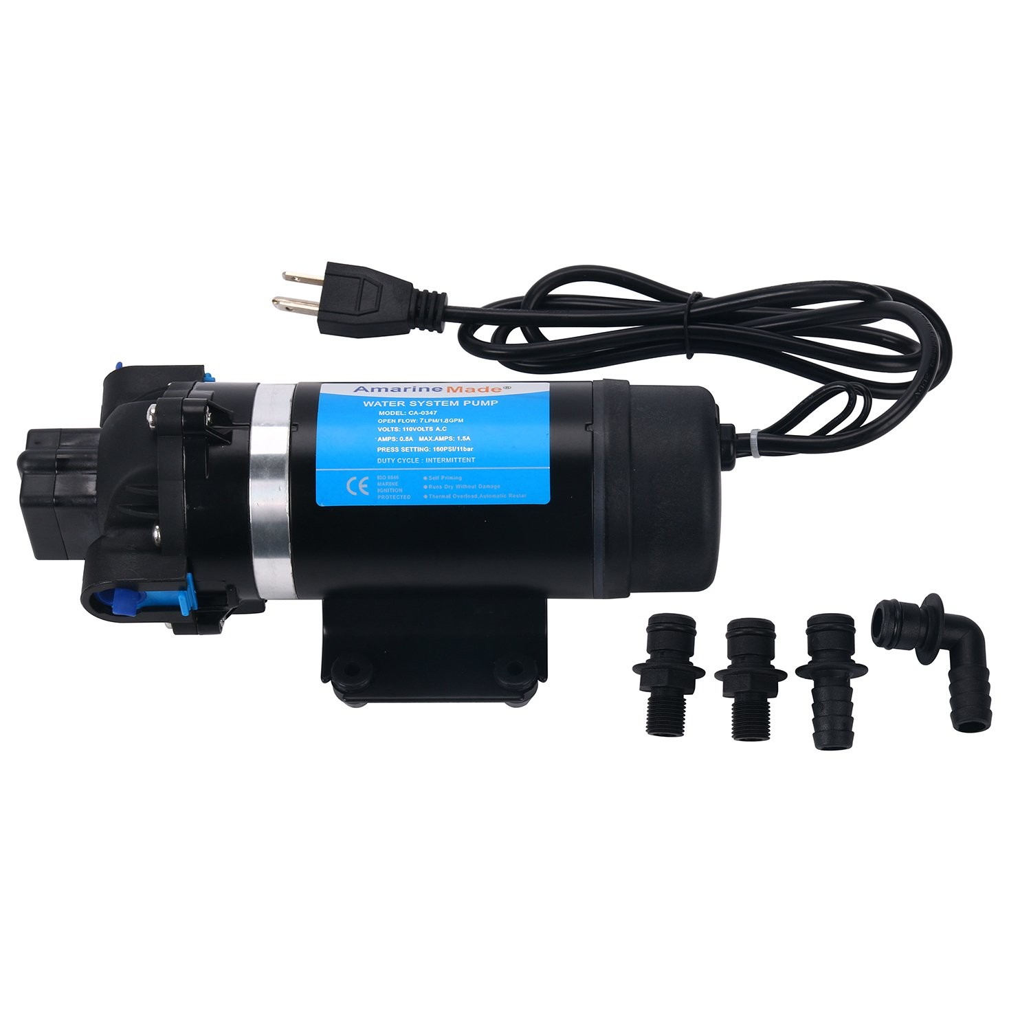 AC 110V Self Priming Water Pressure Pump,Fresh Water Washdown Pump 160PSI/11b…