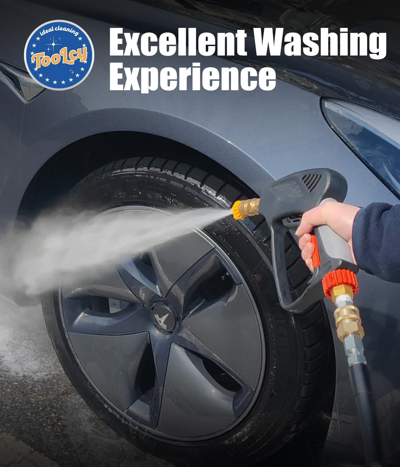 TOOLCY 5000 PSI Pressure Washer Gun for Hot Water 3/8″ Swivel Thread Nozzle Tips