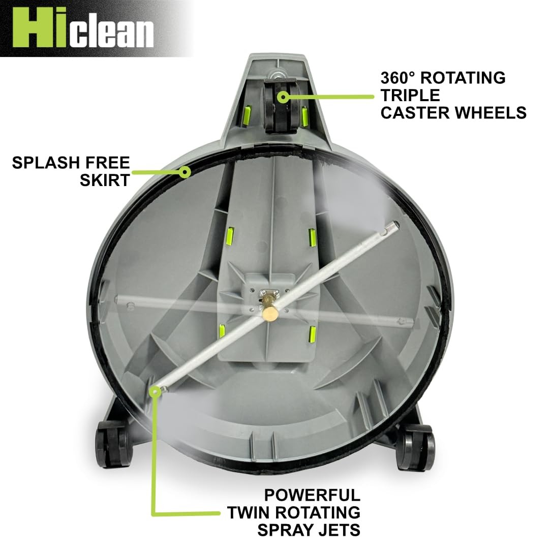 Hiclean 12″ Electric Pressure Washer Surface Cleaner with Wheels 3200 PSI Max…
