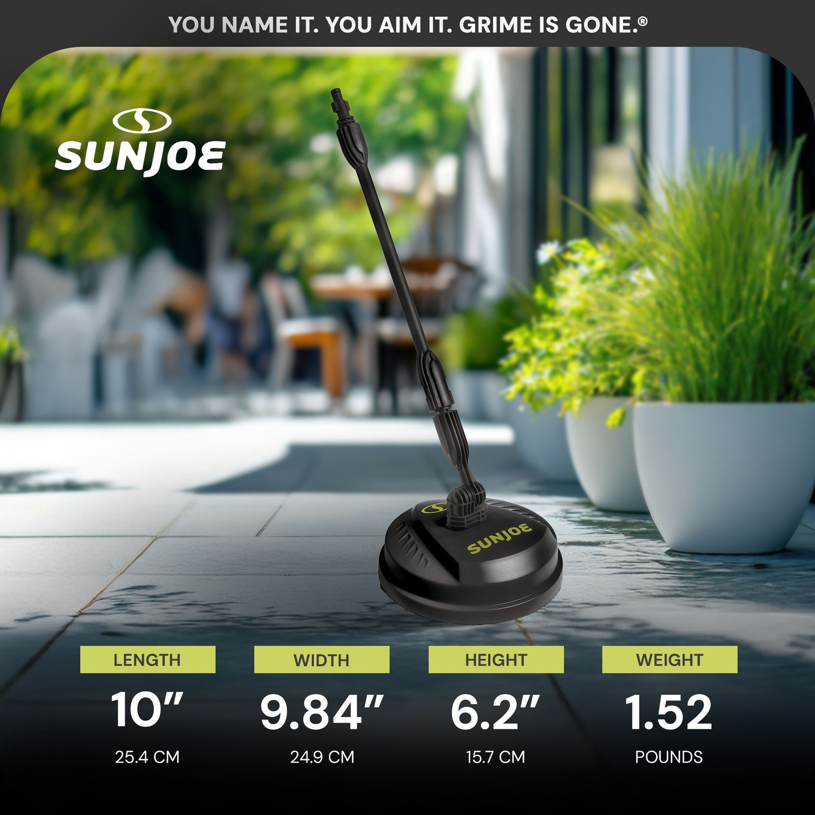 Sun Joe 10″ Pressure Washer Attachment, Multi Surface, Green/Black (Open Box)