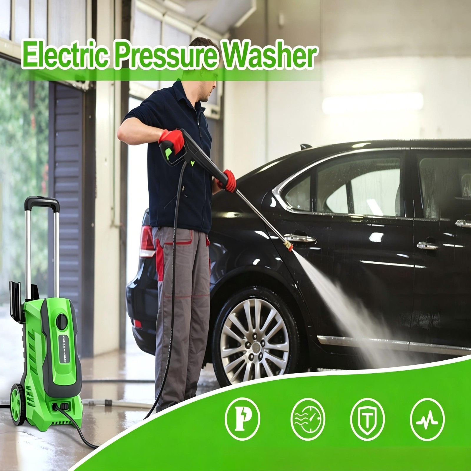 Pressure Washer 4200PSI 2.5GPM, 4 Quick Nozzles, 500ML Foam Cannon, for Patio