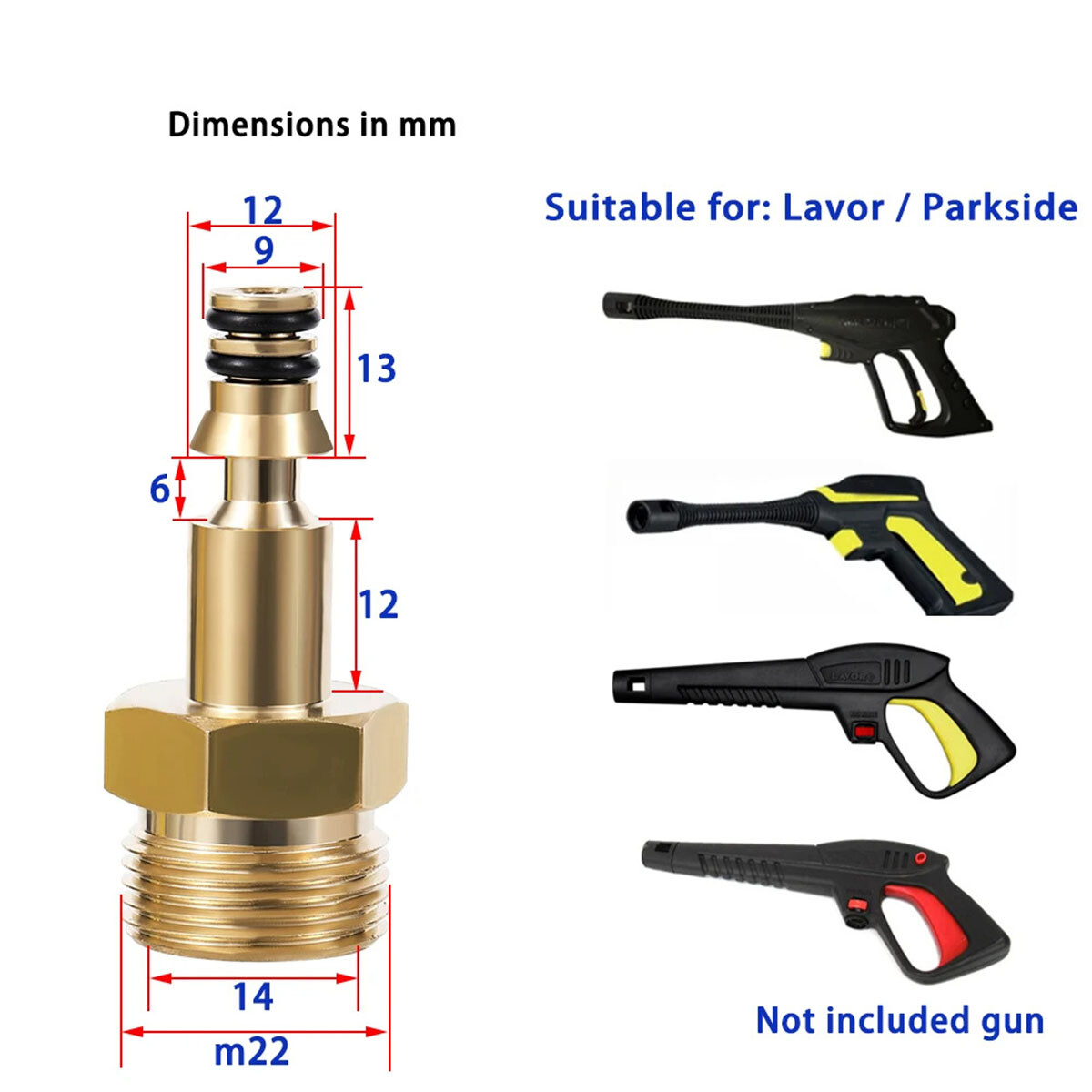 Quick High Pressure Washer M22 Adapter Gun Hose Pipe Connector Convert Tool