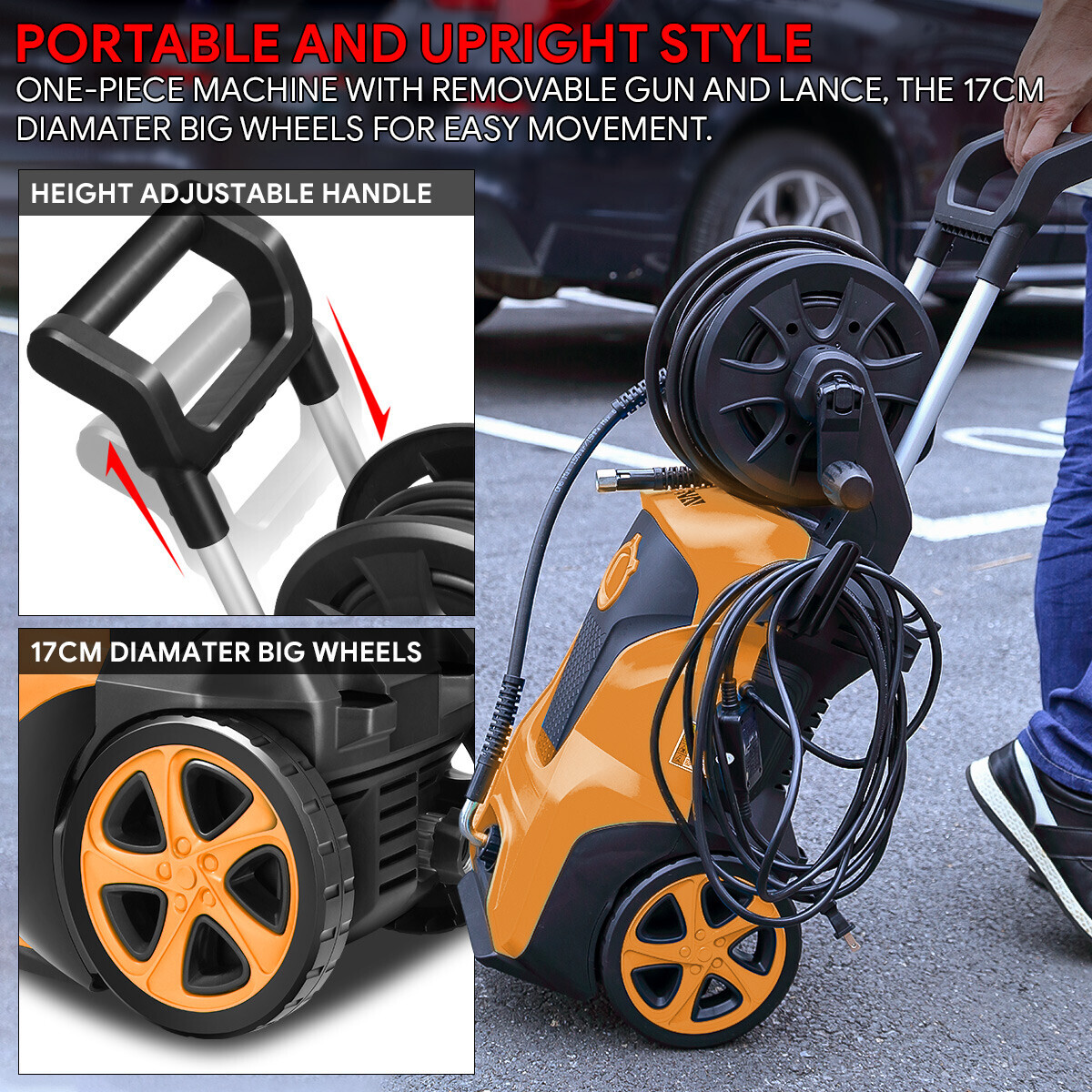 2176PSI 2.4 GPM Portable High-Pressure Washer Power Cleaner Car Washing Machine