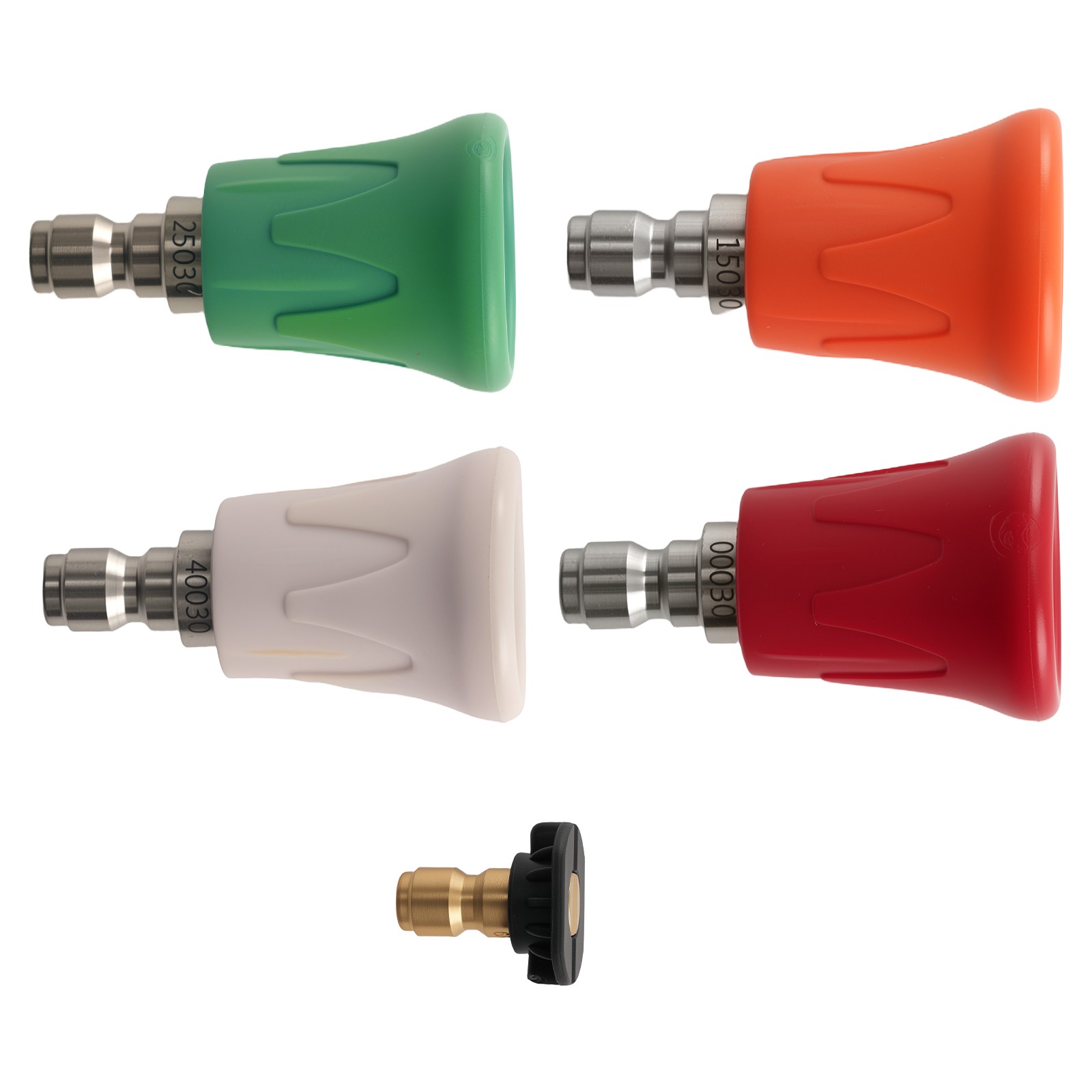 5pcs Stainless Steel Pressure Washer Nozzle Tips Set 1/4″ QC Anti-Splash