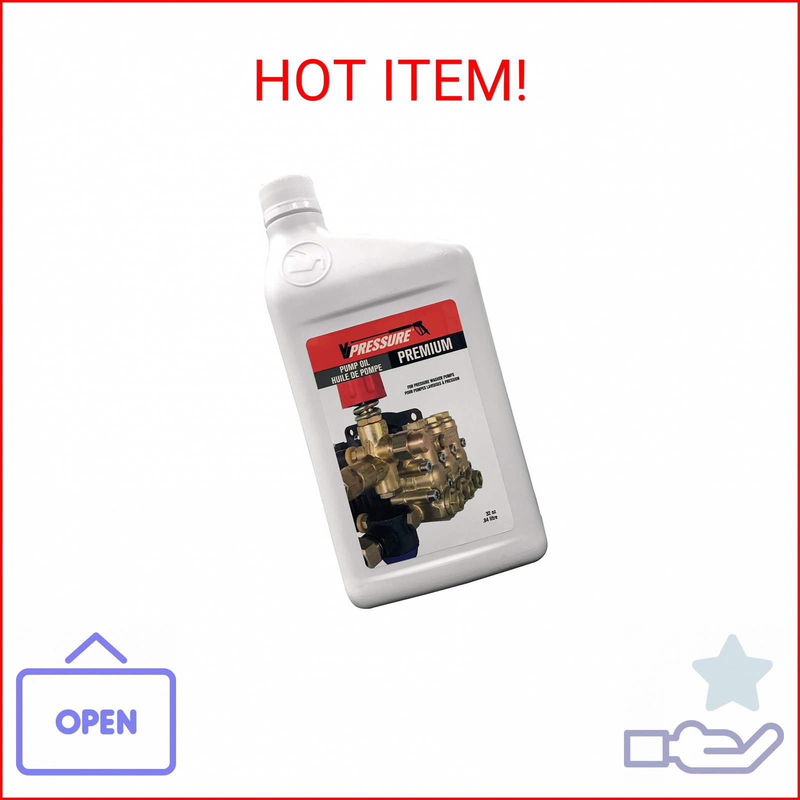 Valley Industries Pressure Washer Premium Pump Oil – 1 Liter, Black, (PK-8549000