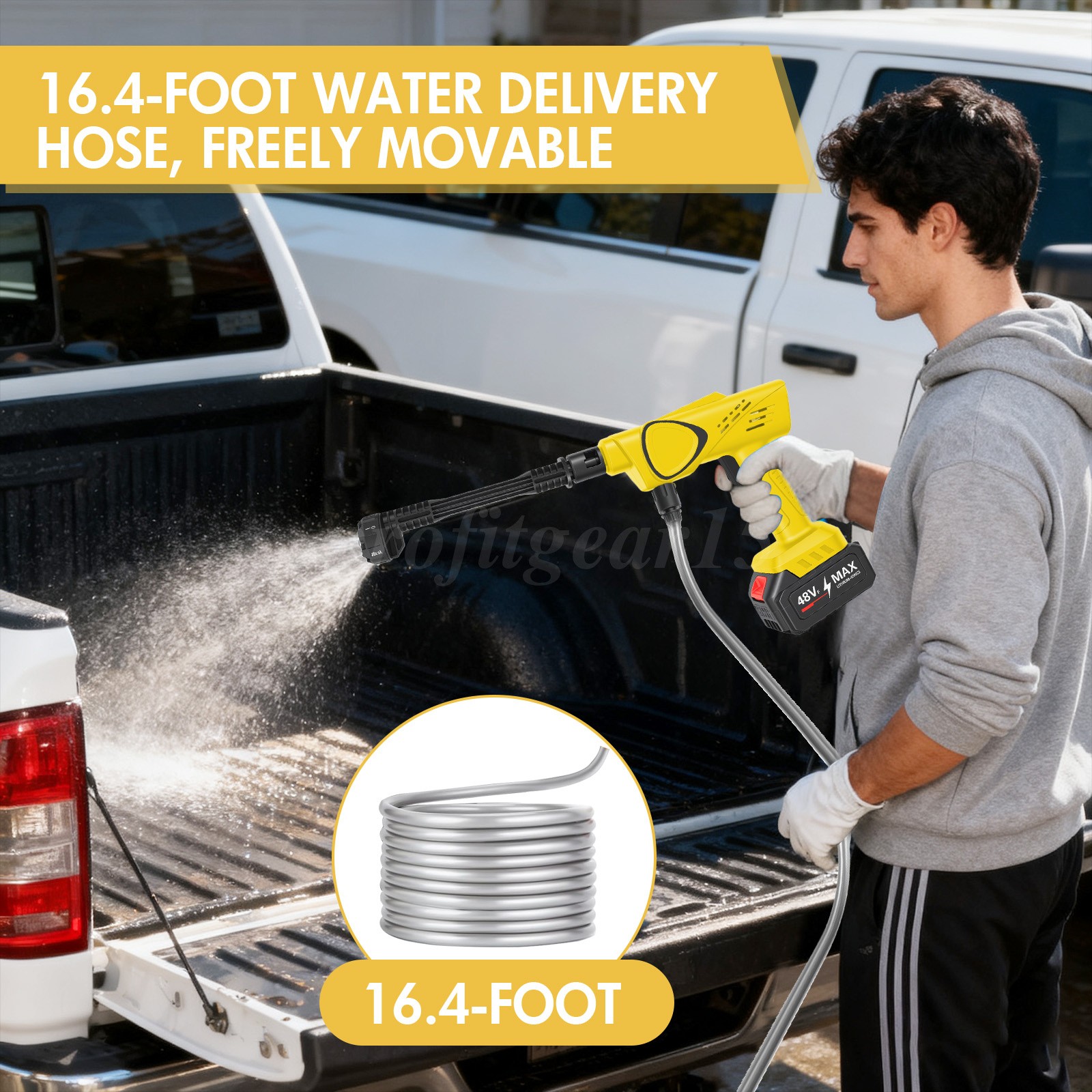 Cordless Pressure Washer 1000PSI Portable Power Washer 6in1 Nozzle 4.0Ah Battery