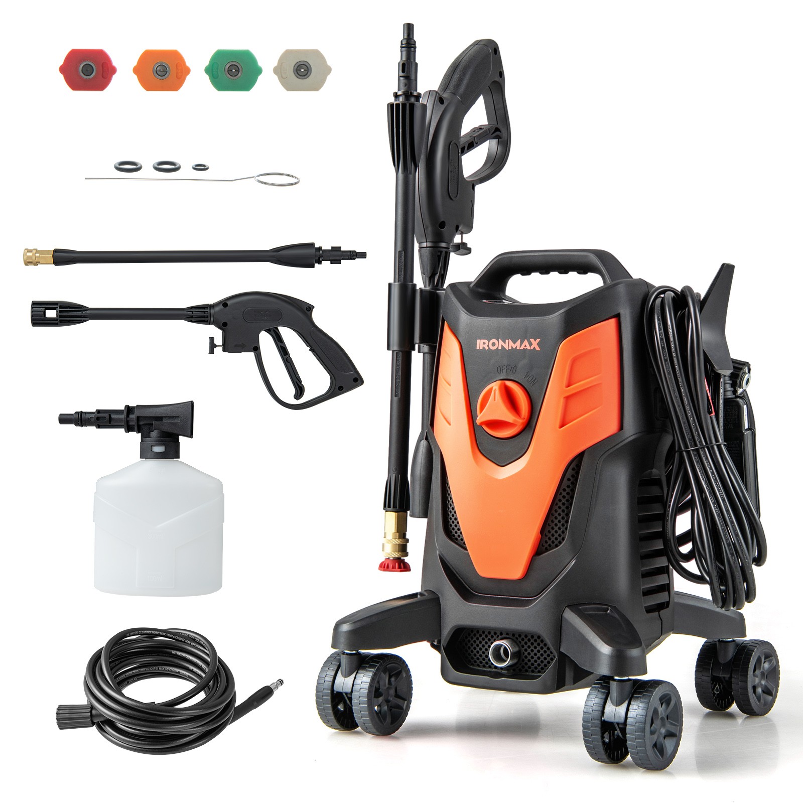 2400 PSI High Pressure Cleaner Machine Electric Pressure Washer w/4 Wheels