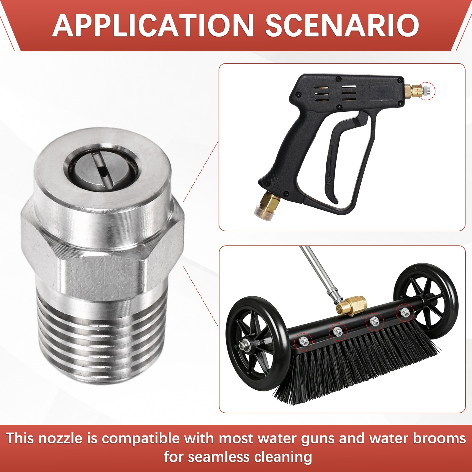 1/4″ NPT 40° Surface Cleaner Tip [2PCS] – Pressure Washer Nozzles [1.07MM Pore]