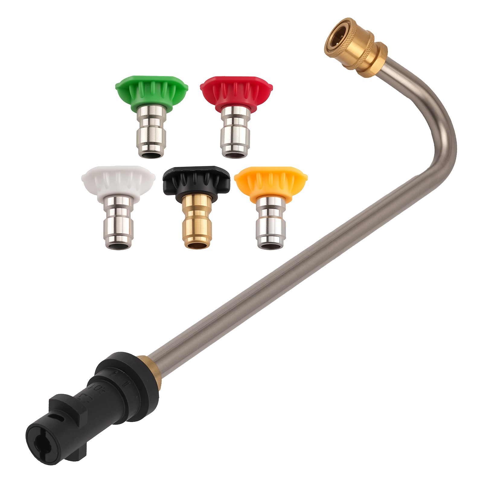 Pressure Washer Gutter Cleaning Extension Kit 5 Nozzle Tips for K2-K7 Heavy Duty