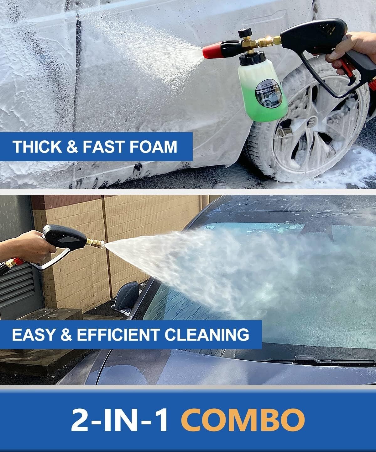 Foam Cannon Kit with Pressure Washer Gun 5000 PSI, 5 Nozzle Tips, 1/4″ Quick …