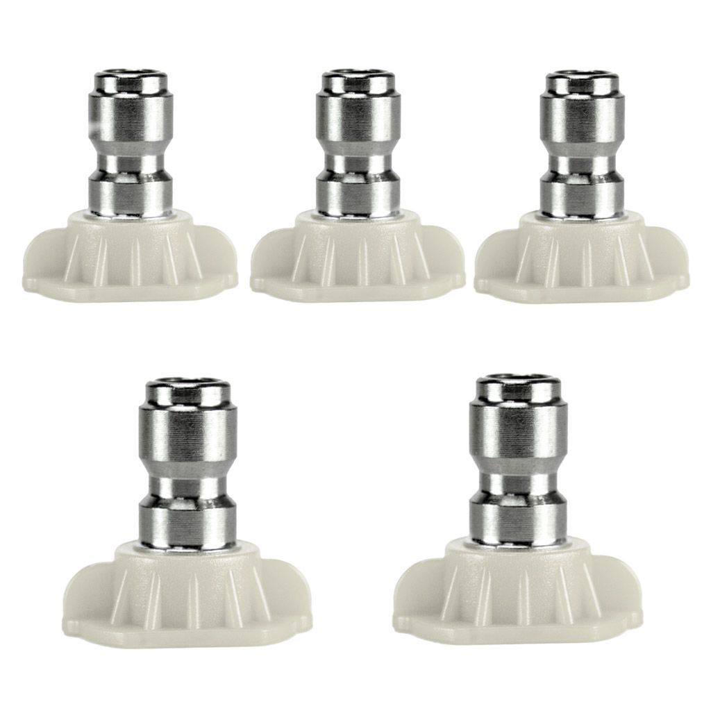 5 Power Pressure Washer Spray Nozzle Tips 1/4 Quick Connection White 40 Degree