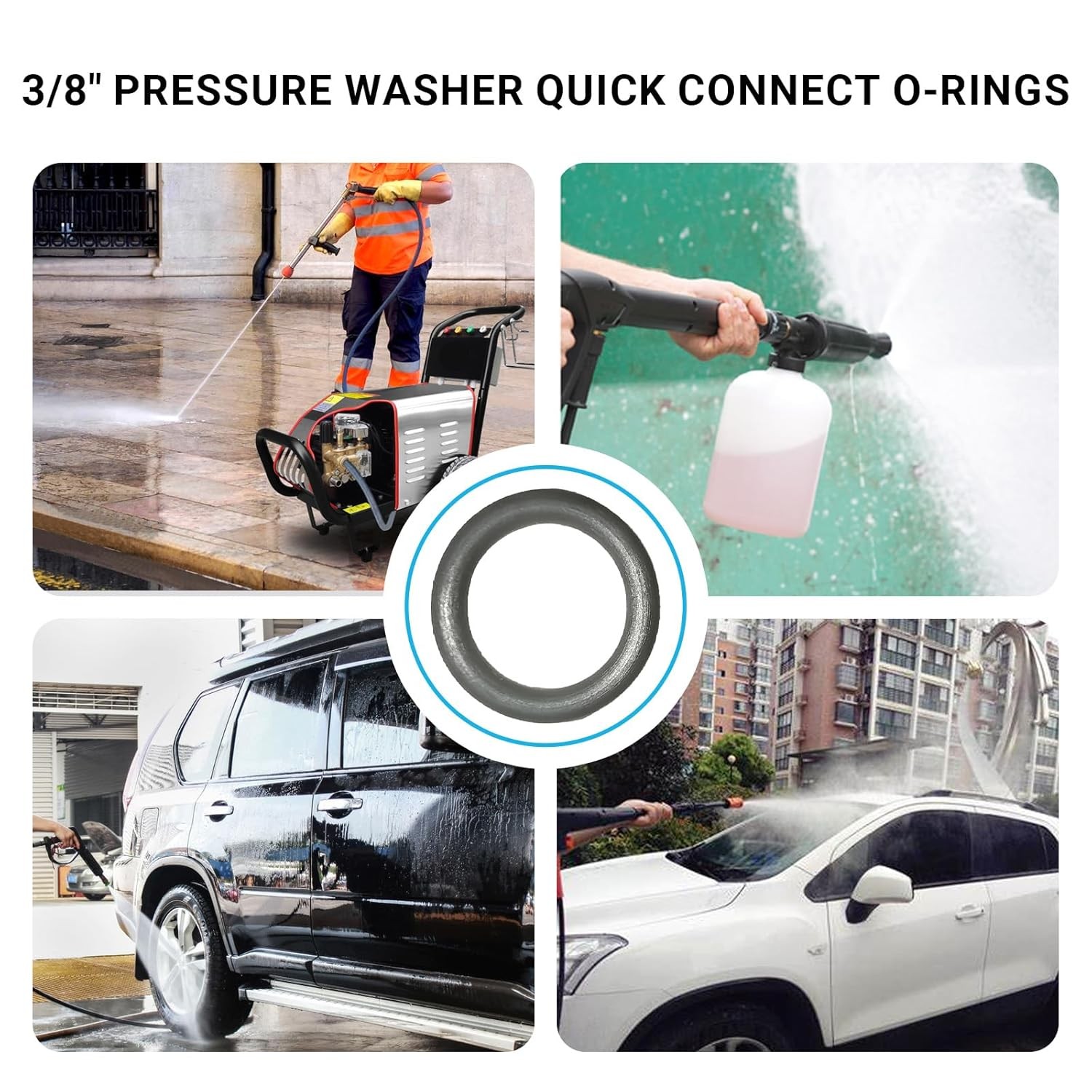 100-Pack 3/8″ Pressure Washer Quick Coupler O-Rings Fit for M22 Grey