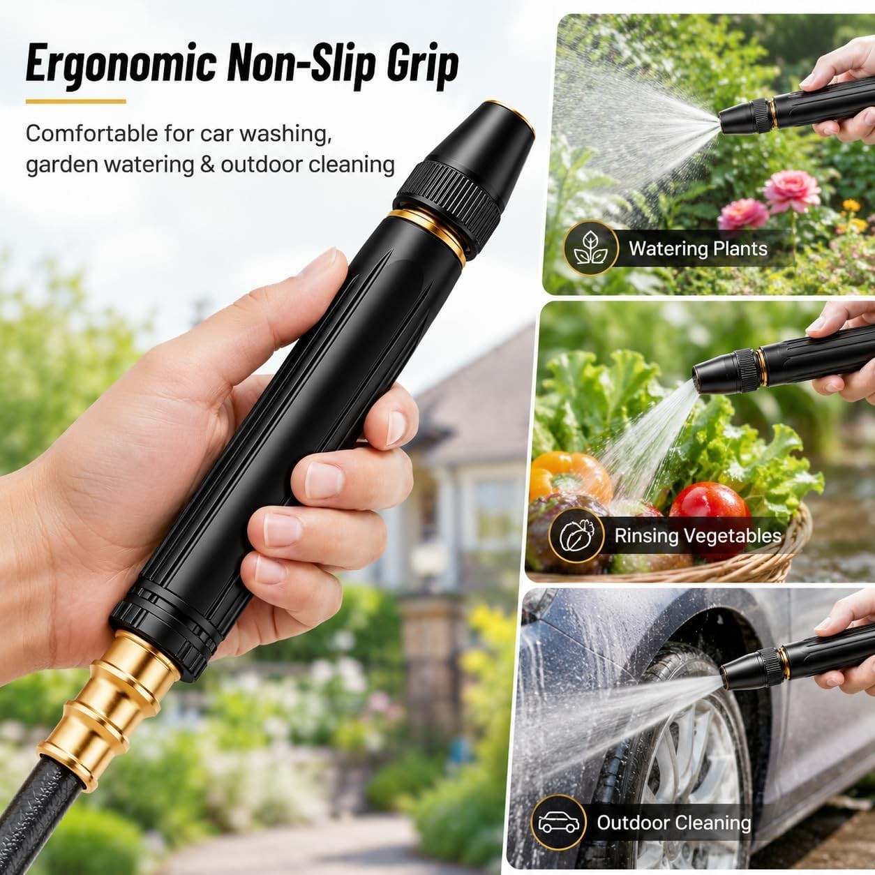 Adjustable High Pressure Hose Nozzle Water Spray Gun Car Wash Garden Jet Sprayer
