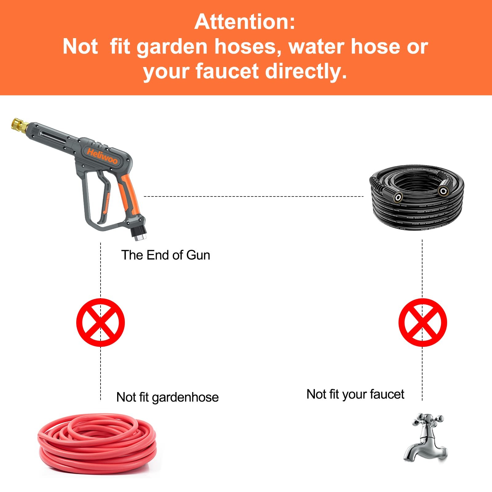 High Pressure Washer Gun With Swivel Ends Power Washer Gun With M22 14mm 15mm