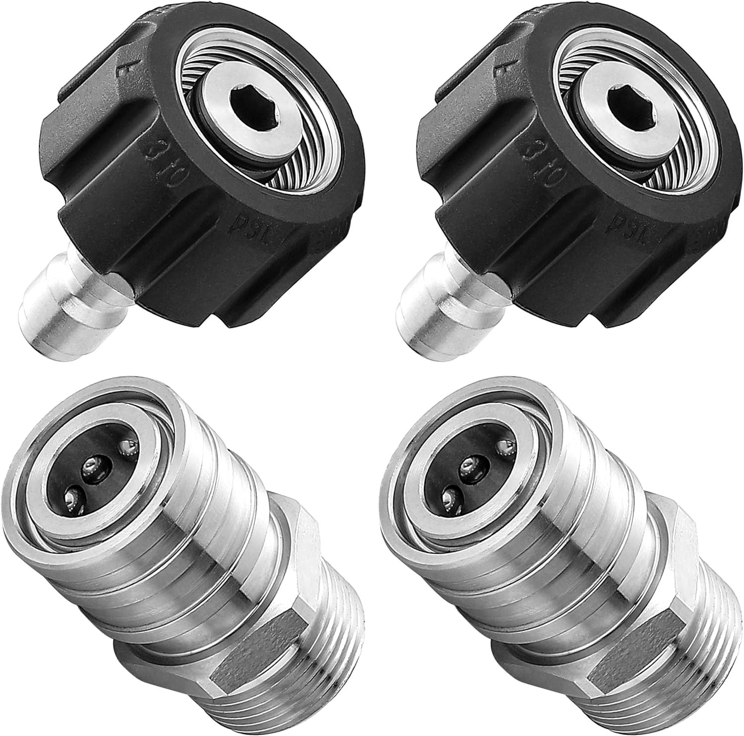 Upgrade Your Pressure Washer: M22 to 1/4” Stainless Steel Adapter Set, 4 Pcs