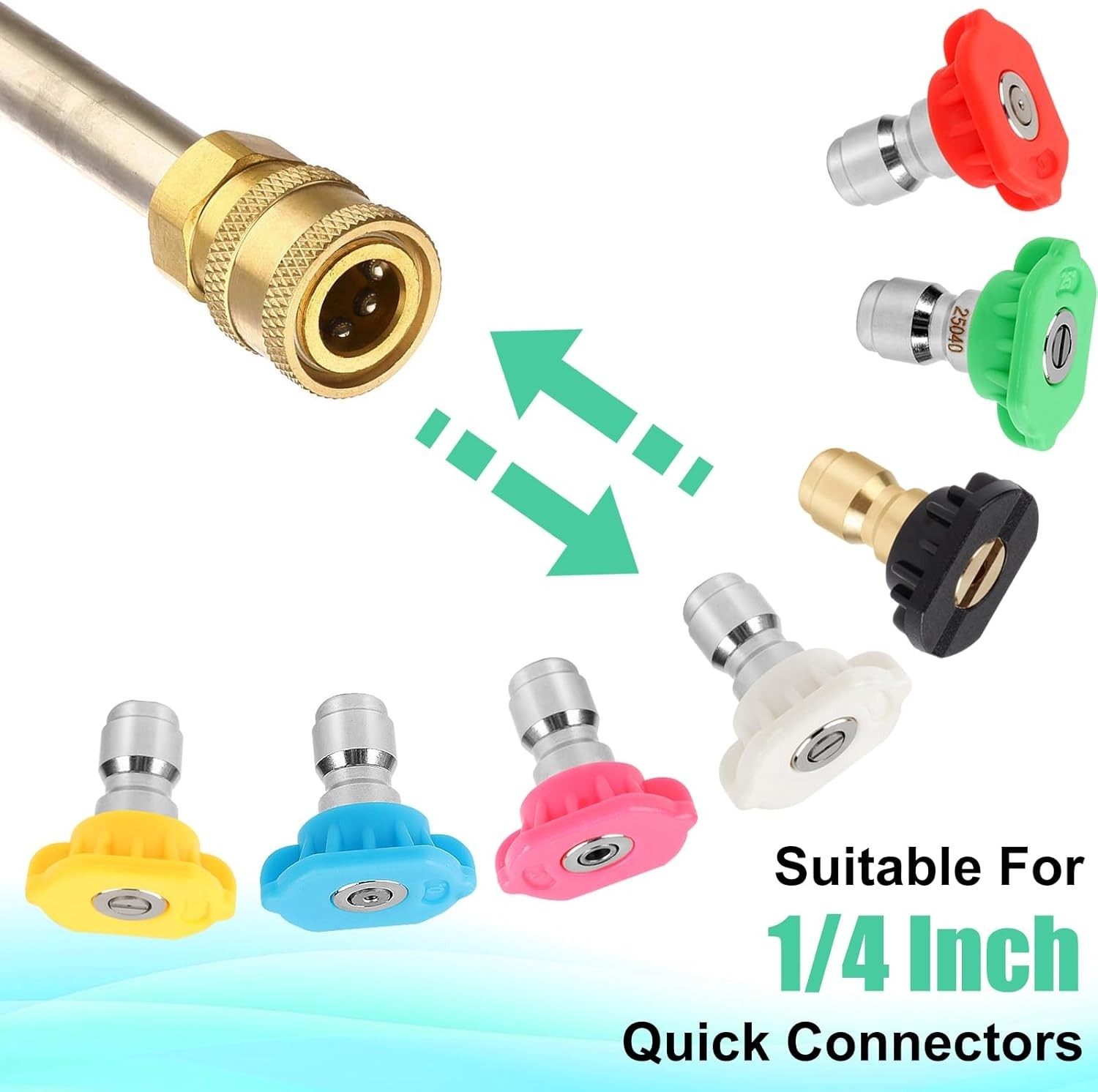 9-Pack Pressure Washer Tips, 4000-5000 PSI, Stainless Steel & Brass Nozzles