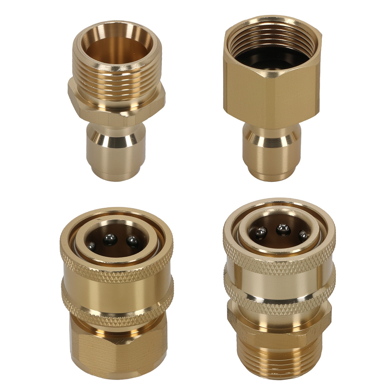 High Pressure Washer Adapter M22-15 to 3/8″ QC Brass Fitting Kit 4pcs