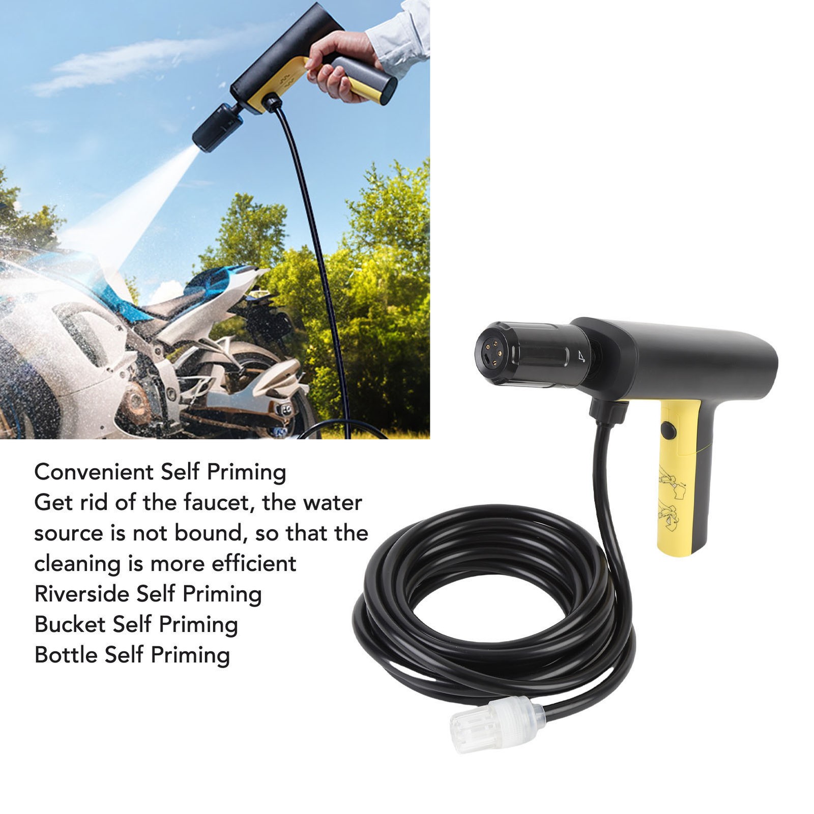 Car Washer Gun USB Charging Lightweight Water Saving 5 Gears Pressure Handheld
