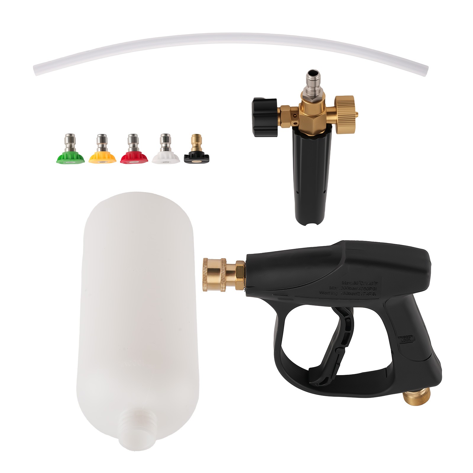 1/4″ Quick Connect Snow Foam Lance Cannon Soap Sprayer + Pressure Washer Gun Kit