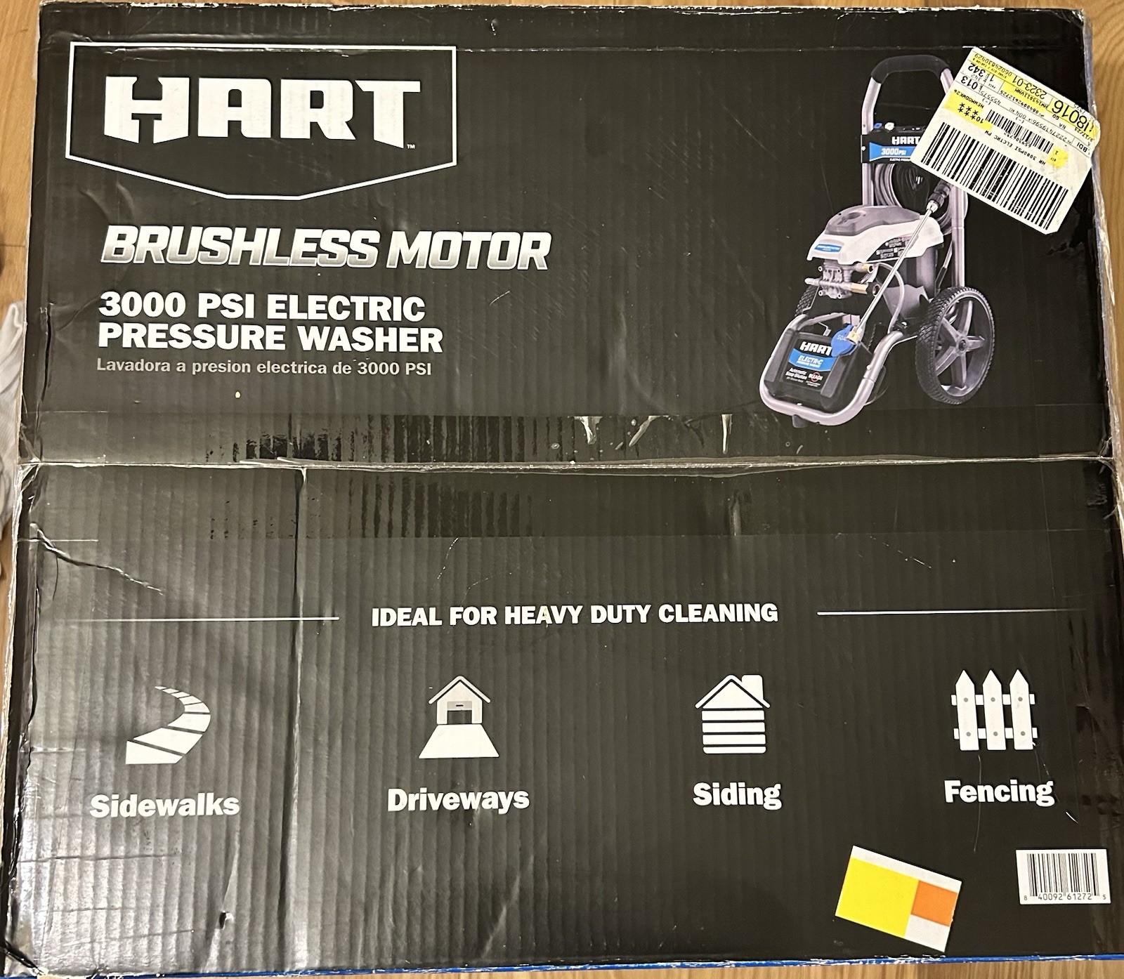 HART 3000PSI 1.1 GPM Cold Water Electric Pressure Washer, Brushless Motor