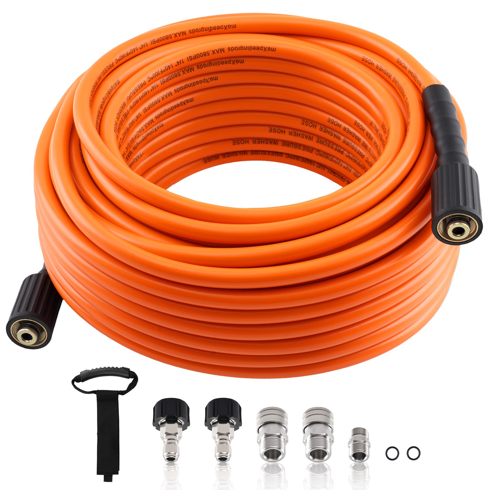 5800 PSI Pressure Washer Hose 100 Feet w/ M22-14mm to 3/8″ Coupler Kink Reistant