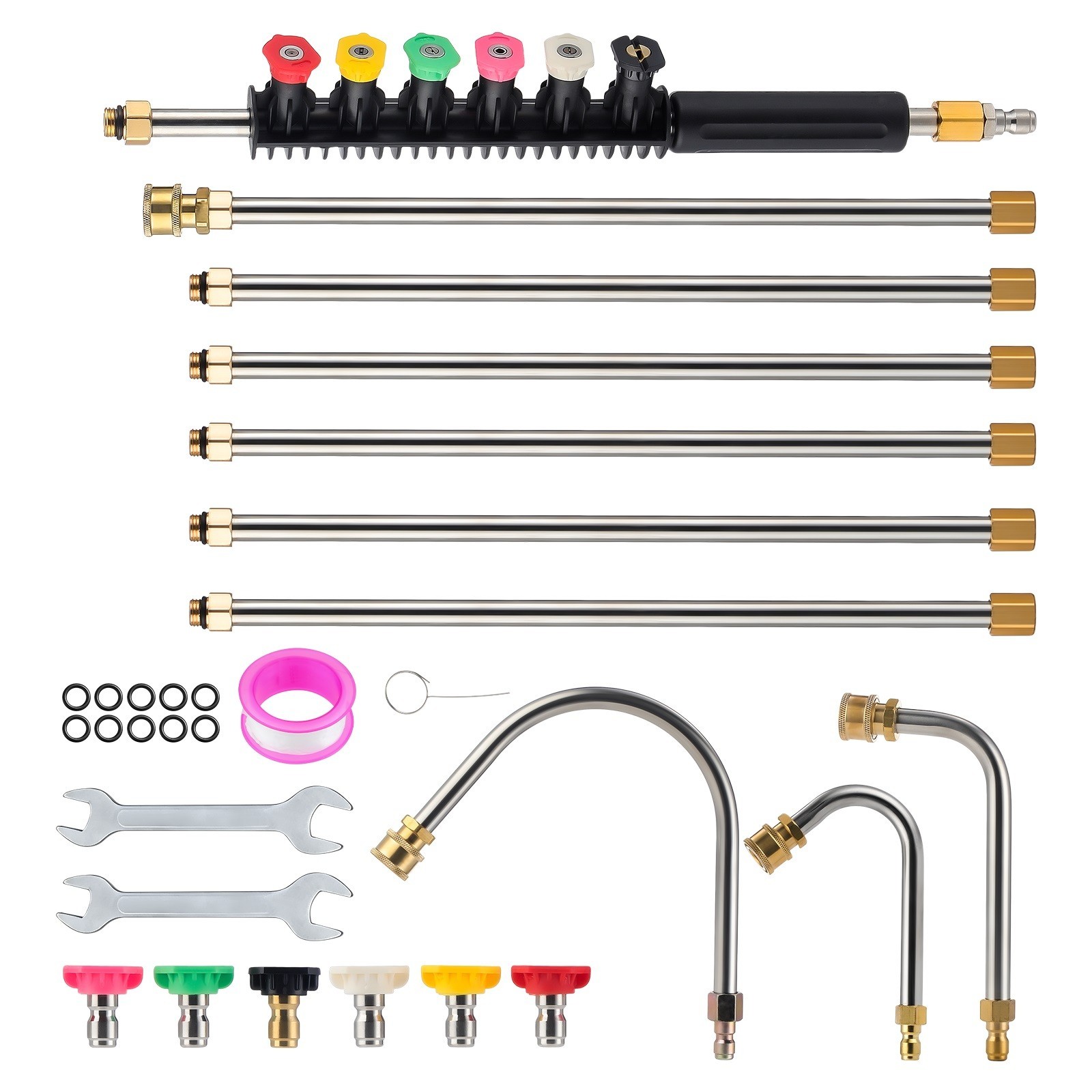 Pressure Washer Extension Wand 9.5 ft Long Curved Rod Kit Brass and Steel Build