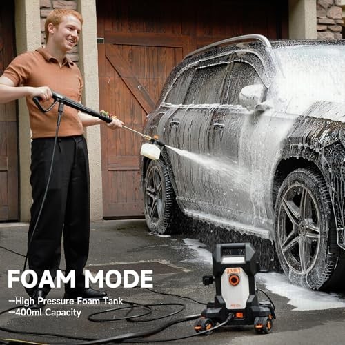 AIVOLT Electric Pressure Washer 4800 PSI 4-Wheel, 4 Nozzles, Soap Tank