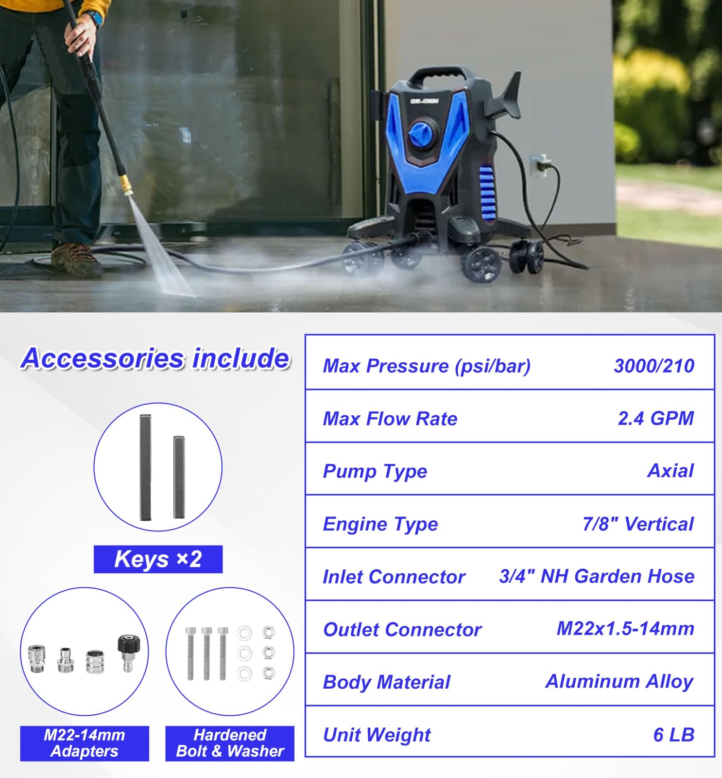 M MINGLE 7/8″ Shaft Vertical Pressure Washer Pump – 3000 PSI Power Washer Pum…